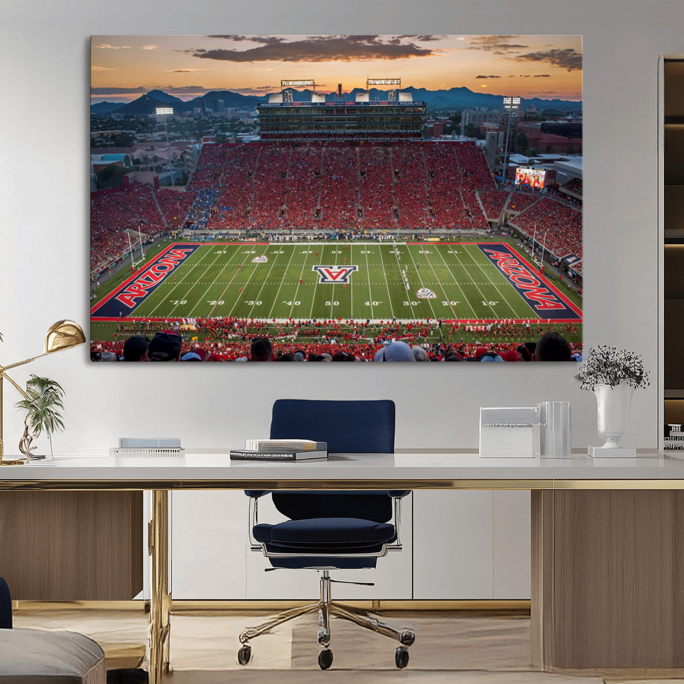 99722-MGV-CV-36X24-Framed Arizona Wildcats Football Team Print - Tucson Arizona Stadium Wall Art Canvas Print