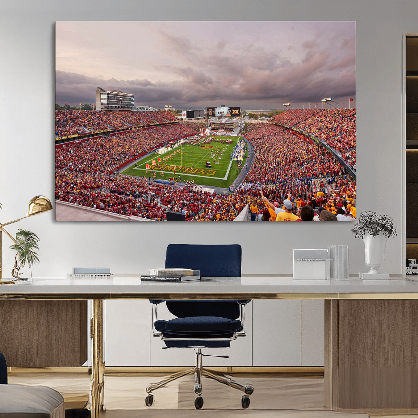 50373-MGV-CV-36X24-Iowa State University Cyclones Football Team Print - Ames Jack Trice Stadium Wall Art Canvas Print