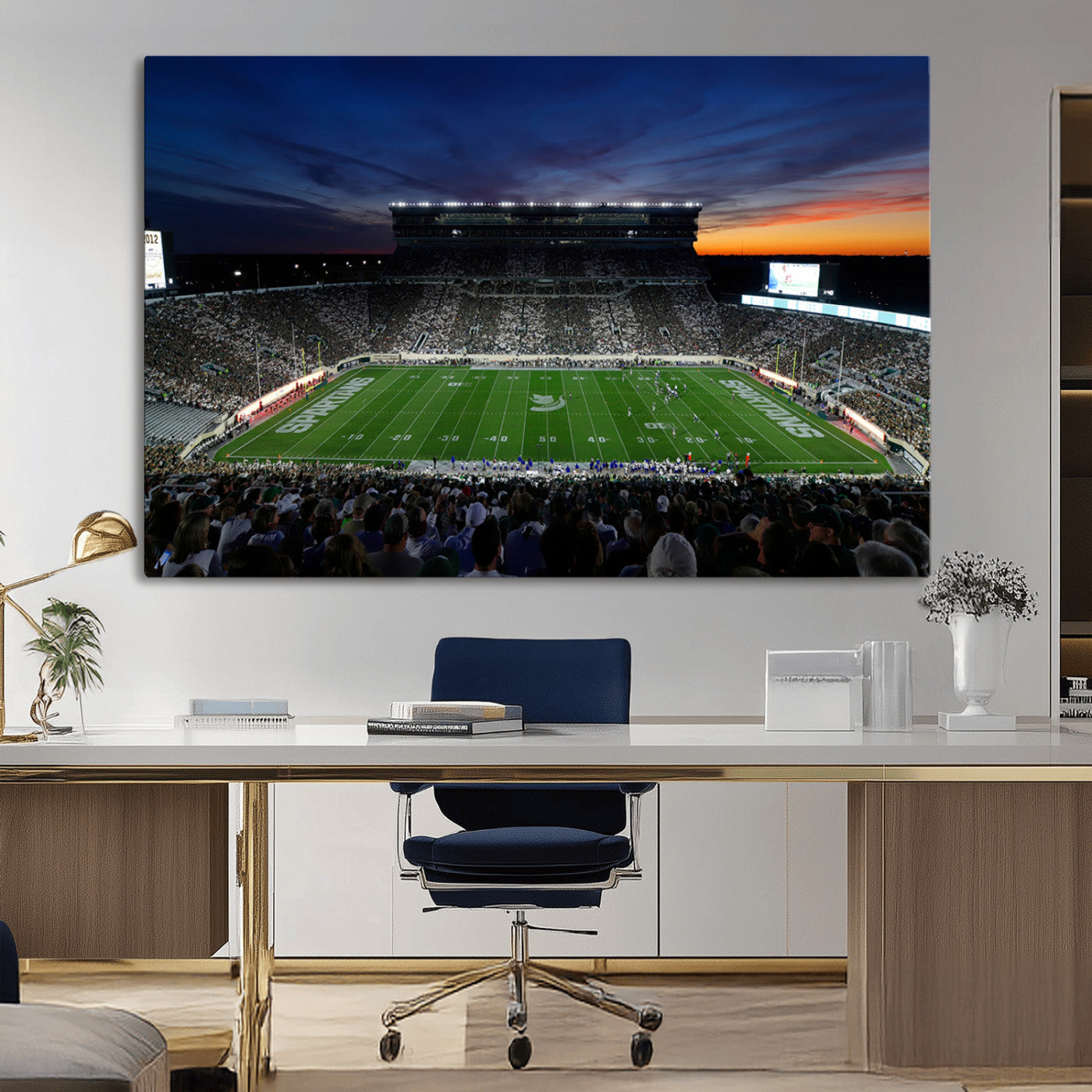 49074-MGV-CV-36X24-Michigan State Spartans Football Team Print - East Lansing Spartan Stadium Canvas Print