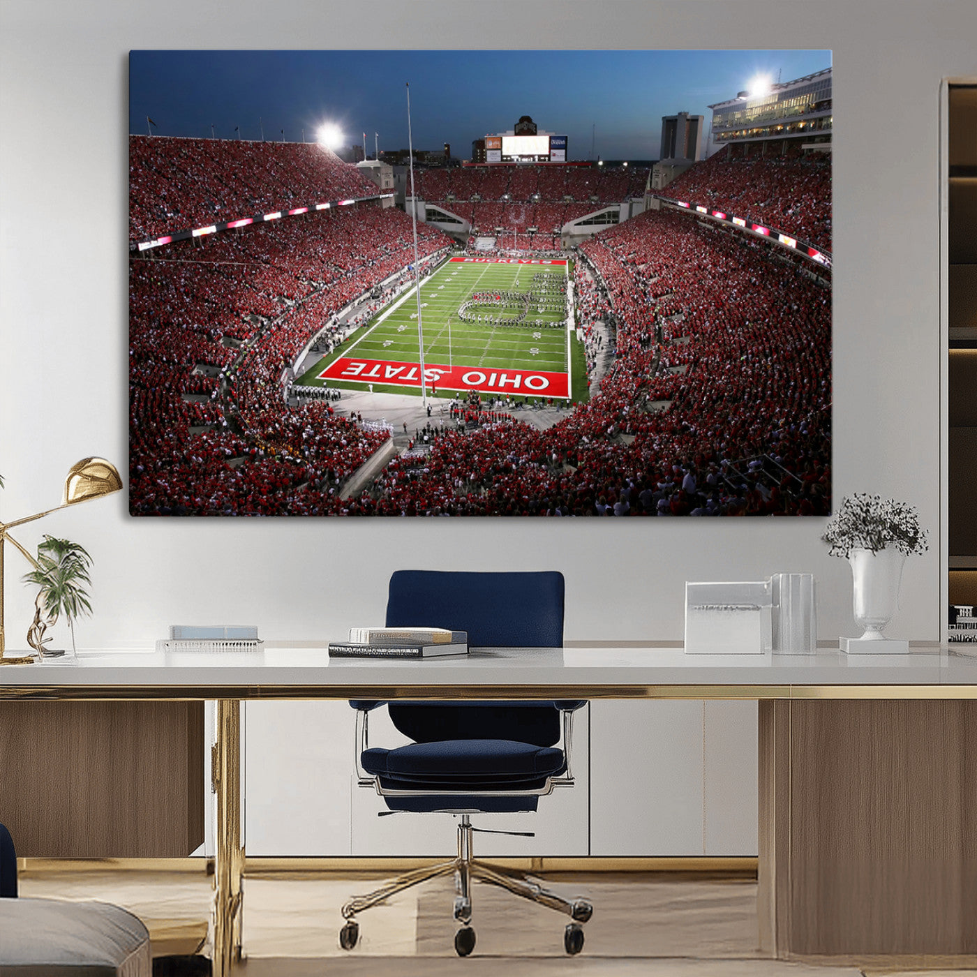 -Ohio State University Buckeyes Football Team Print - Columbus Ohio Stadium Wall Art Canvas Print