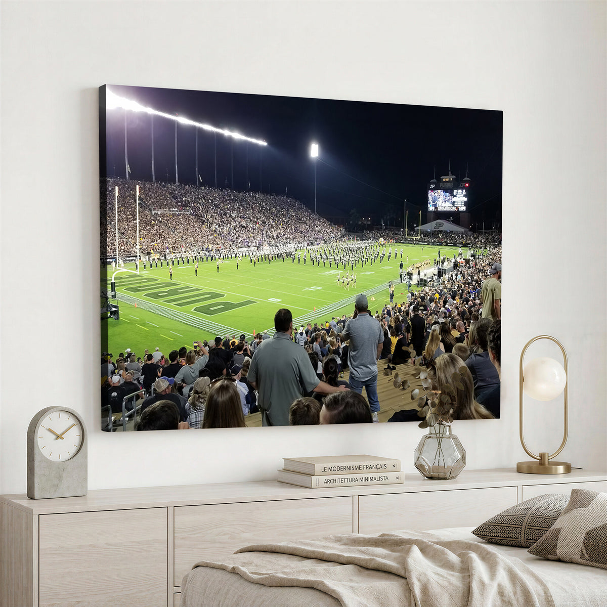 56796-PAN-FL-20X10 - Purdue University Boilermakers Football Team Print - West Lafayette Ross-Ade Stadium Wall Art Canvas