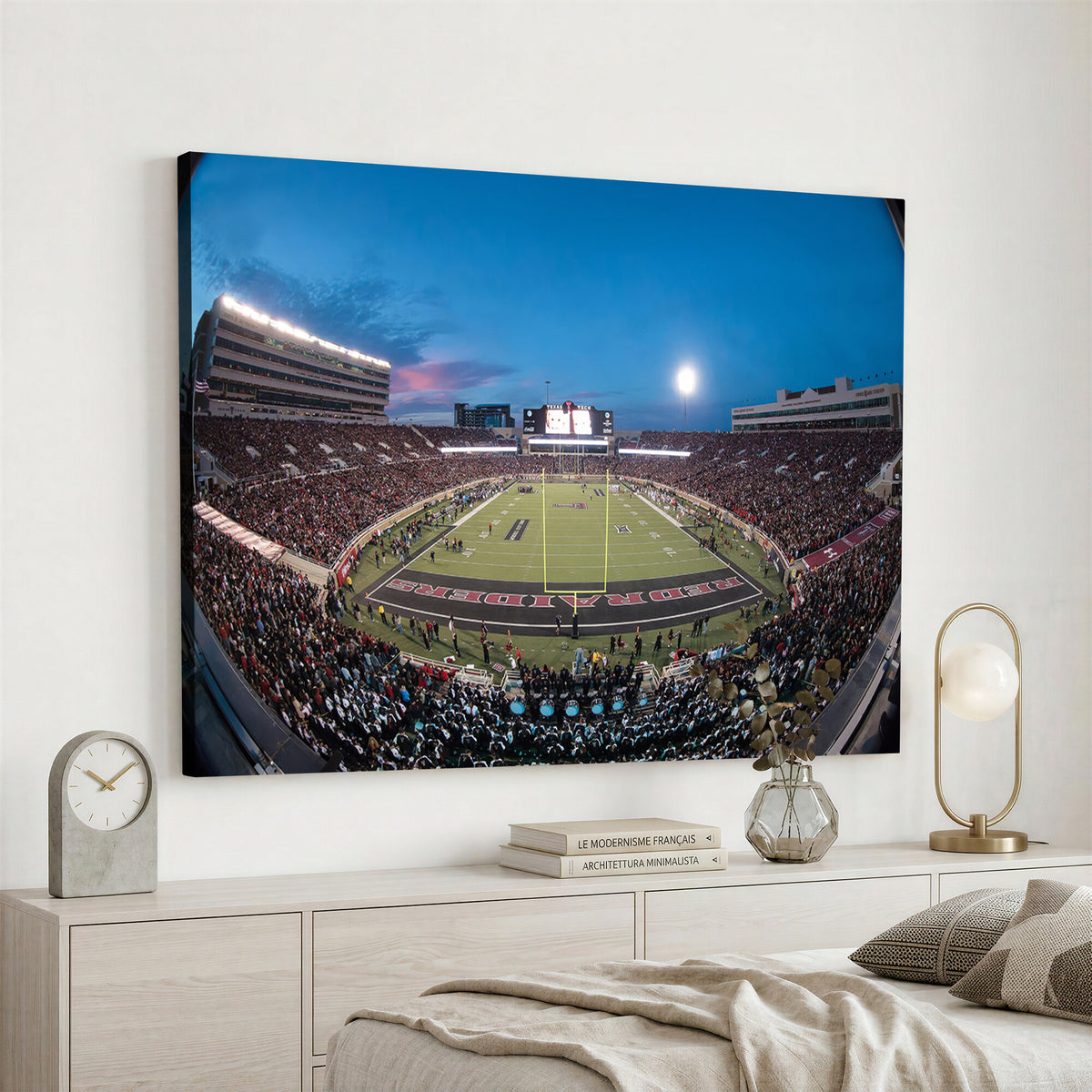 60763-PAN-FL-20X10 - Texas Tech Red Raiders Canvas, Framed Football Team Print - Lubbock Jones AT&T Stadium Wall Art