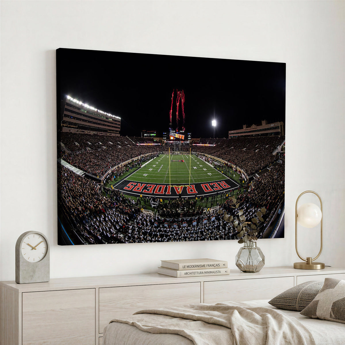 83122-PAN-FL-20X10 - Framed Texas Tech Red Raiders Stadium Canvas, Texas Tech Red Raiders Football Team Print - Lubbock