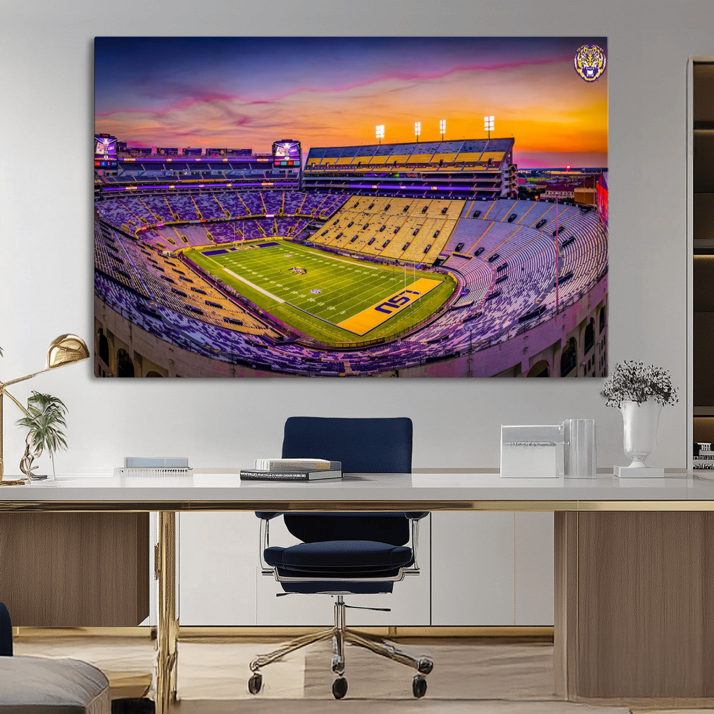93538-MGV-CV-36X24-The Louisiana State University Tigers Football Team Print - Baton Rouge Tiger Stadium Wall Art