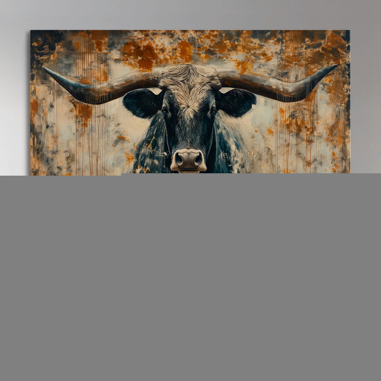 85913-MGV-CV-36X24 - Abstract Longhorn Bull Wall Art | Rustic Western Wall Decor | Framed and Ready to Hang | Ideal for