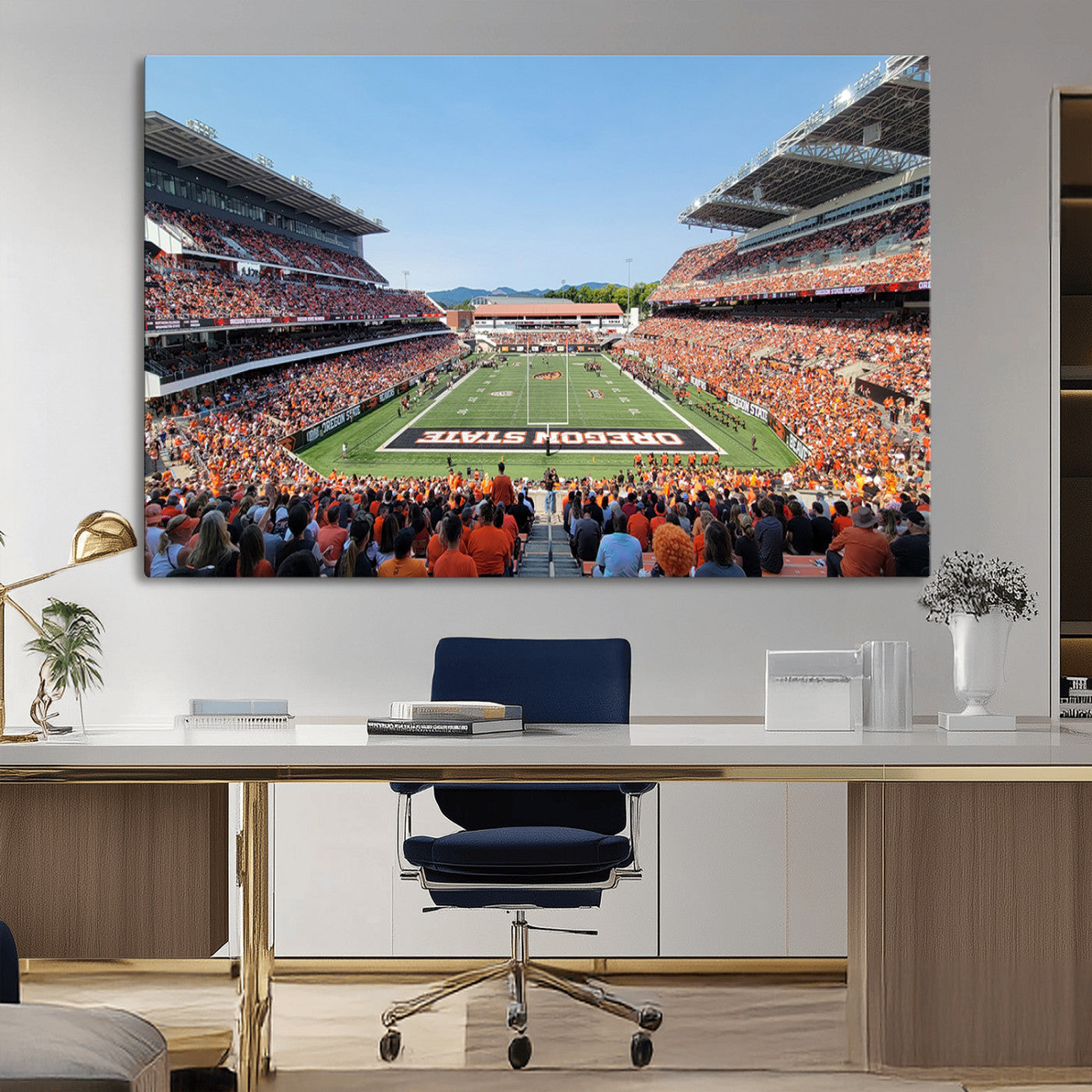 35211-MGV-CV-36X24-Oregon State Beavers Football Team Print - Corvallis Reser Stadium Wall Art Canvas Print