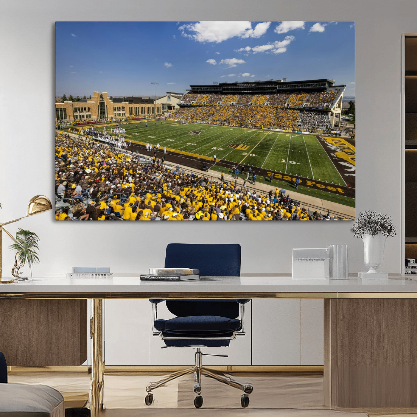 75112-MGV-CV-36X24-University of Wyoming Cowboys Football Team Print - Laramie Jonah Field War Memorial Stadium Wall