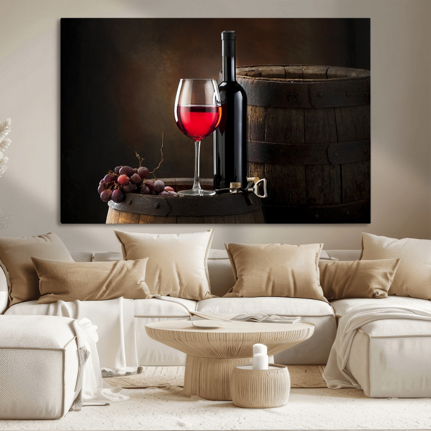 -Red Wine and Bottle Canvas Print