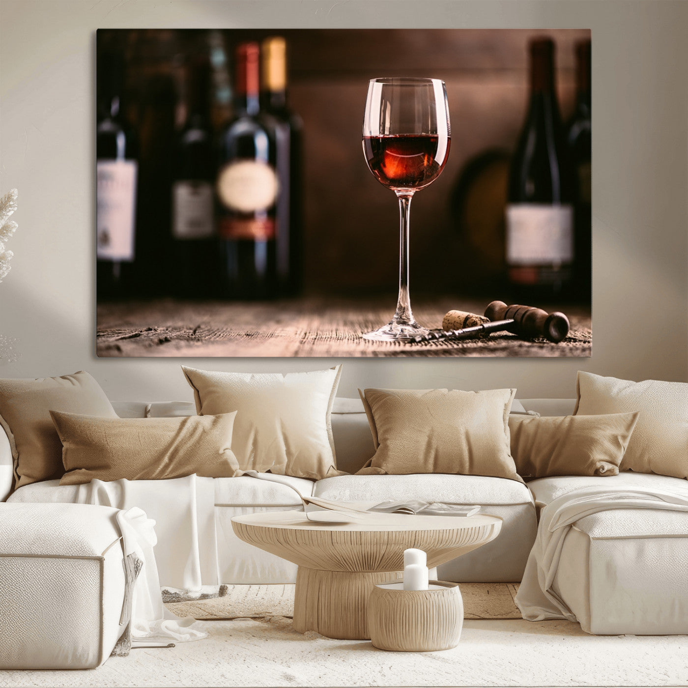 -Red Wine and Bottle Canvas Print
