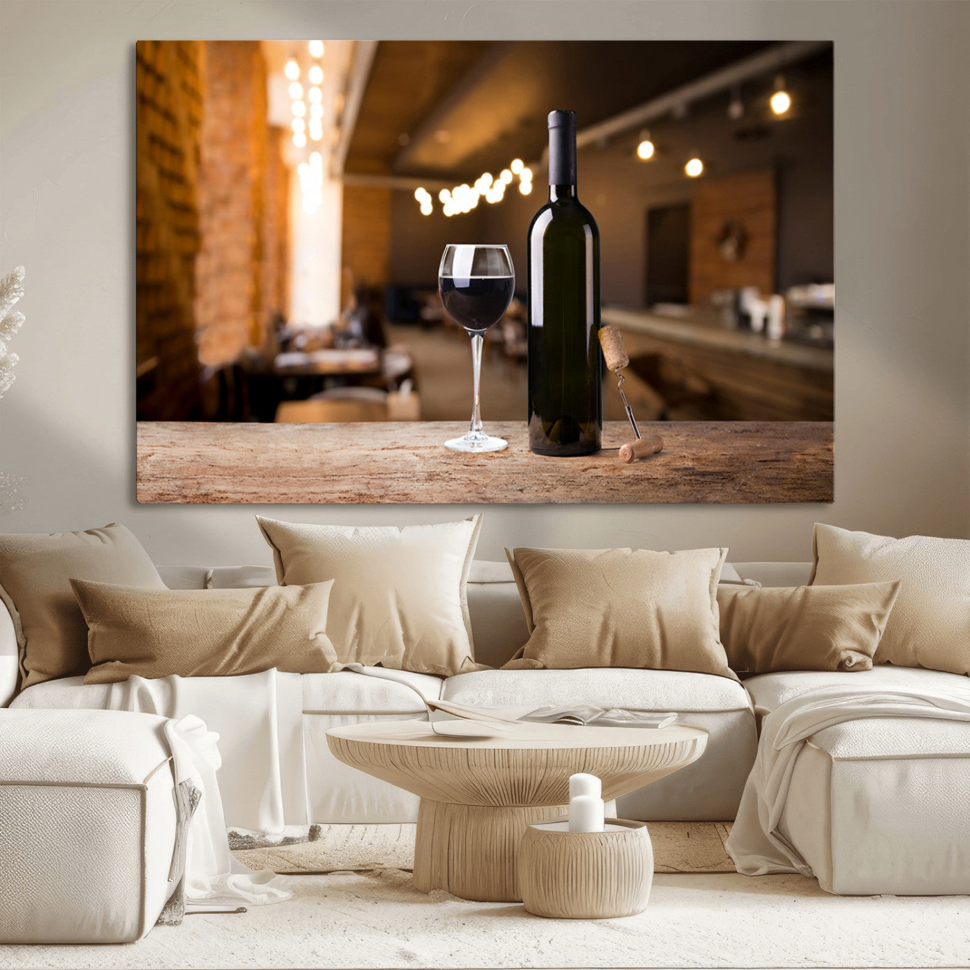 -Wine and Bottle Wall Art Canvas Print