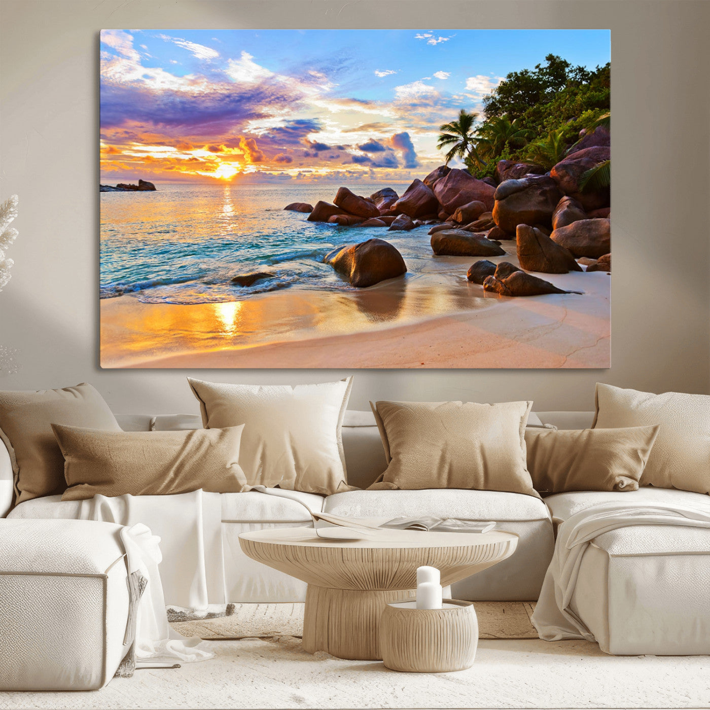 -Tropical Island Beach Sunset Canvas Print