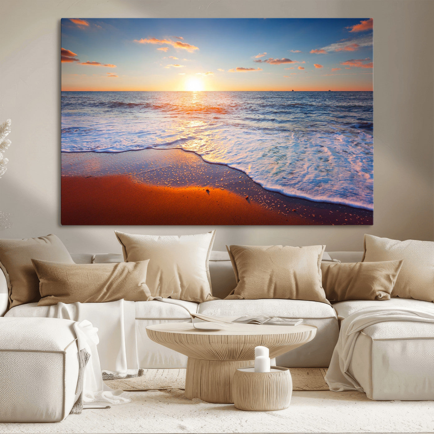 96736-MGV-CV-36X24-Ocean Beach Canvas Wall Art Beach Canvas, Coastal Sunset Tropical Island Beach Sunset Artwork Print