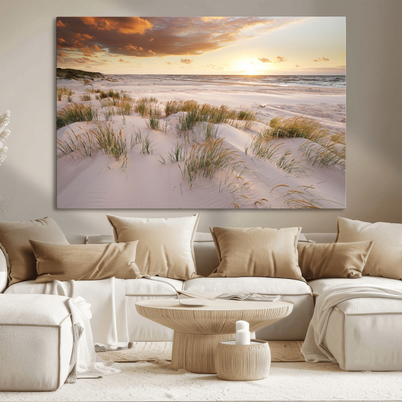 61246-MGV-CV-36X24-Flight Over Coastal Beach Landscape, Flight Over Coastal Beach Print Canvas Wall Art