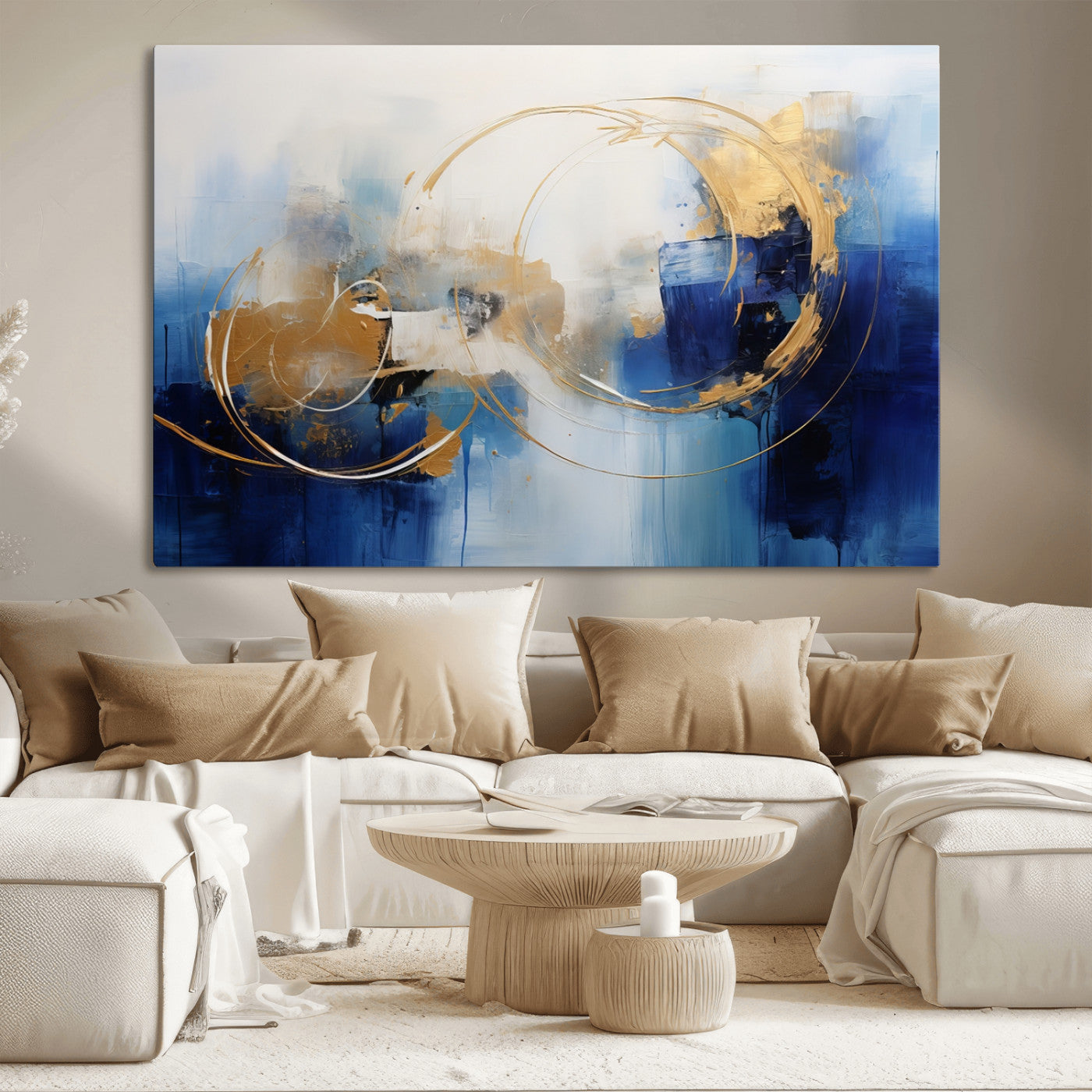 52314-MGV-CV-36X24-Navy Blue Abstract Wall Art Canvas Print