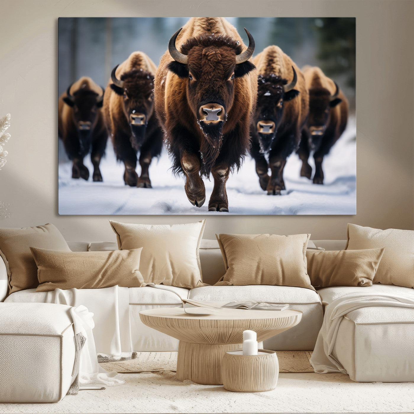 89854-MGV-CV-36X24-Buffalo Wall Art Canvas Print, American Bison Herd Wall Art Canvas Print - Bison Canvas Print