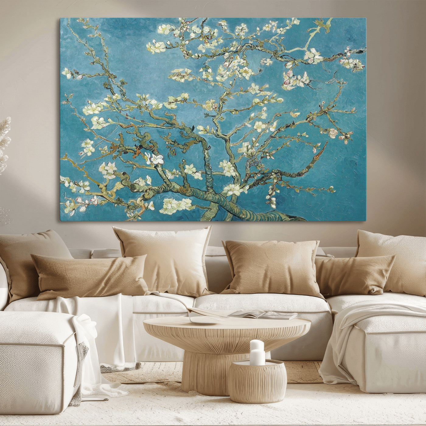 65607-MGV-CV-36X24-Vincent Van Gogh's Almond Blossom Abstract Wall Art Canvas, Van Gogh Almond Blossom Canvas Print