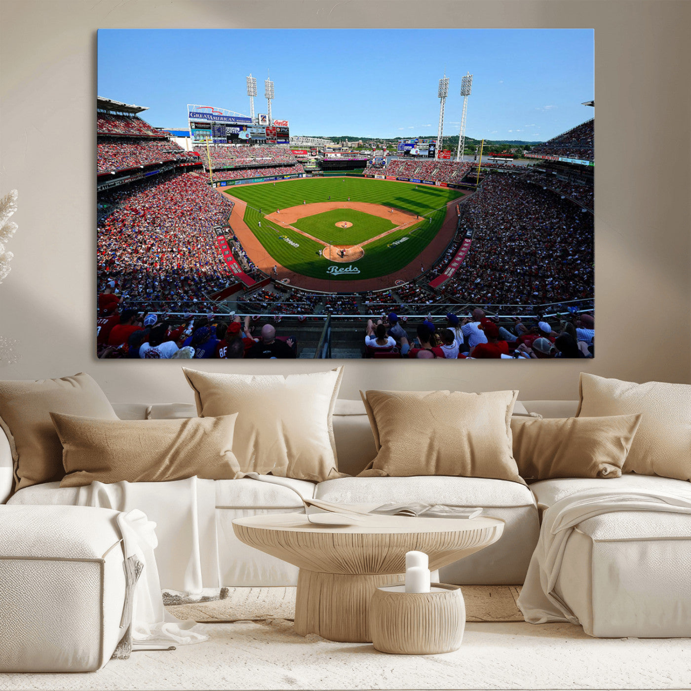 90998-MGV-CV-36X24-Cincinnati Reds Baseball Canvas Print - Great American Ball Park Stadium Wall Art Canvas Print