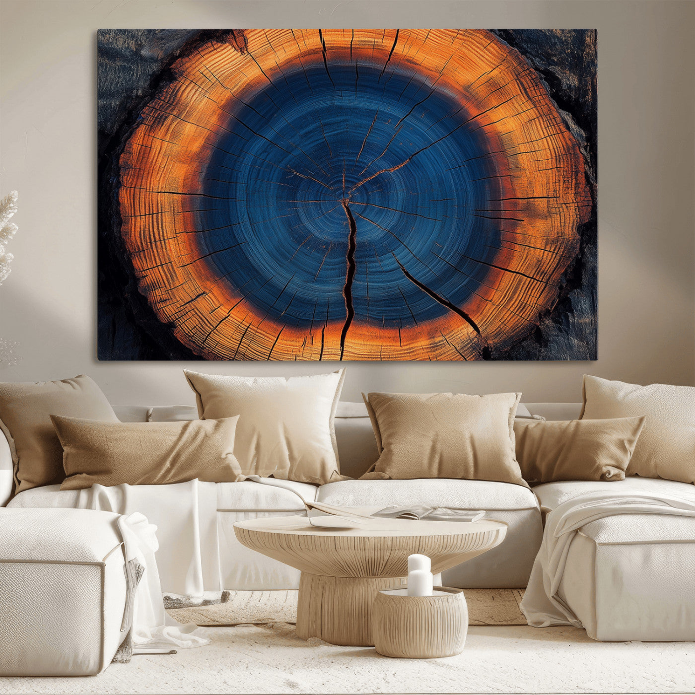 MGV-CV-36X24 - Abstract Tree Ring Wall Art Print, Natural Rustic Wood Texture Canvas Print, Framed Tree Ring Printing, Wood Tree Stump Artwork Canvas Print