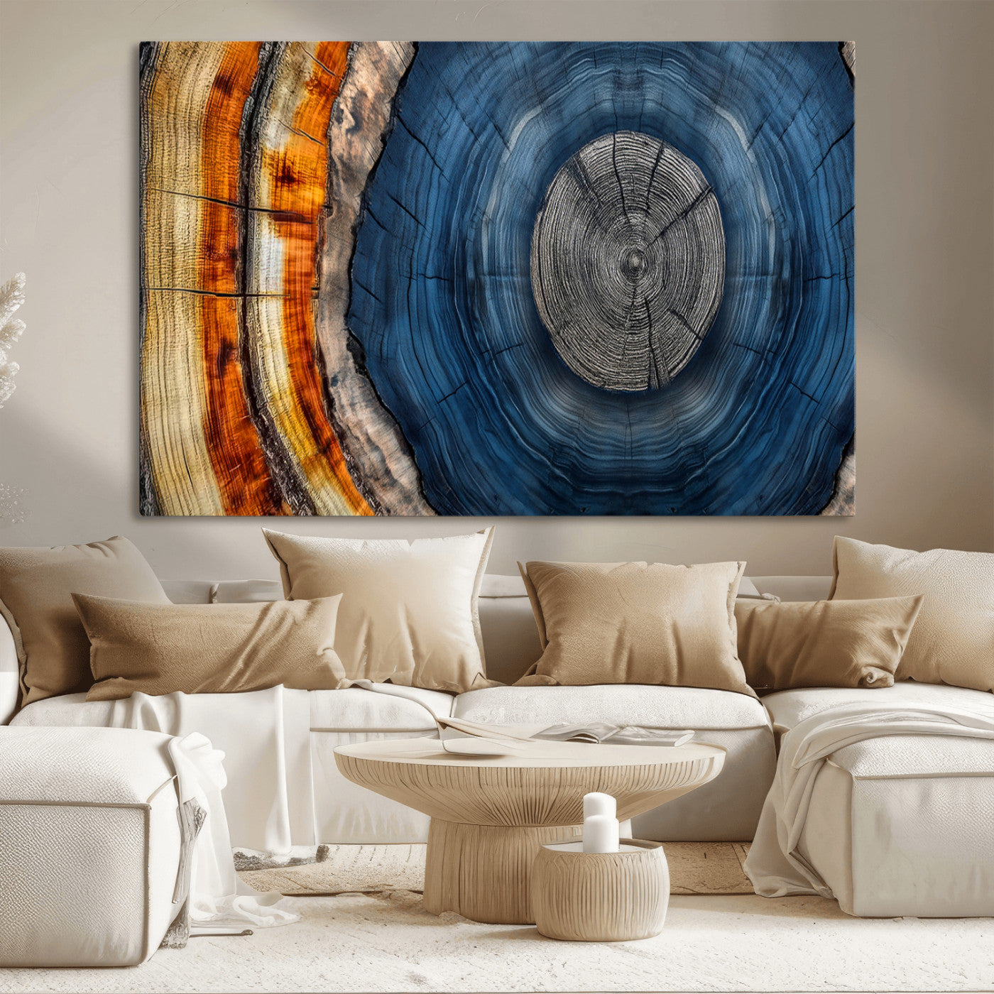 79754215-MGV-CV-36X24-Abstract Tree Rings Wall Art Canvas Print - Wood Grain Rings Artwork Print - Nature Woodland Modern