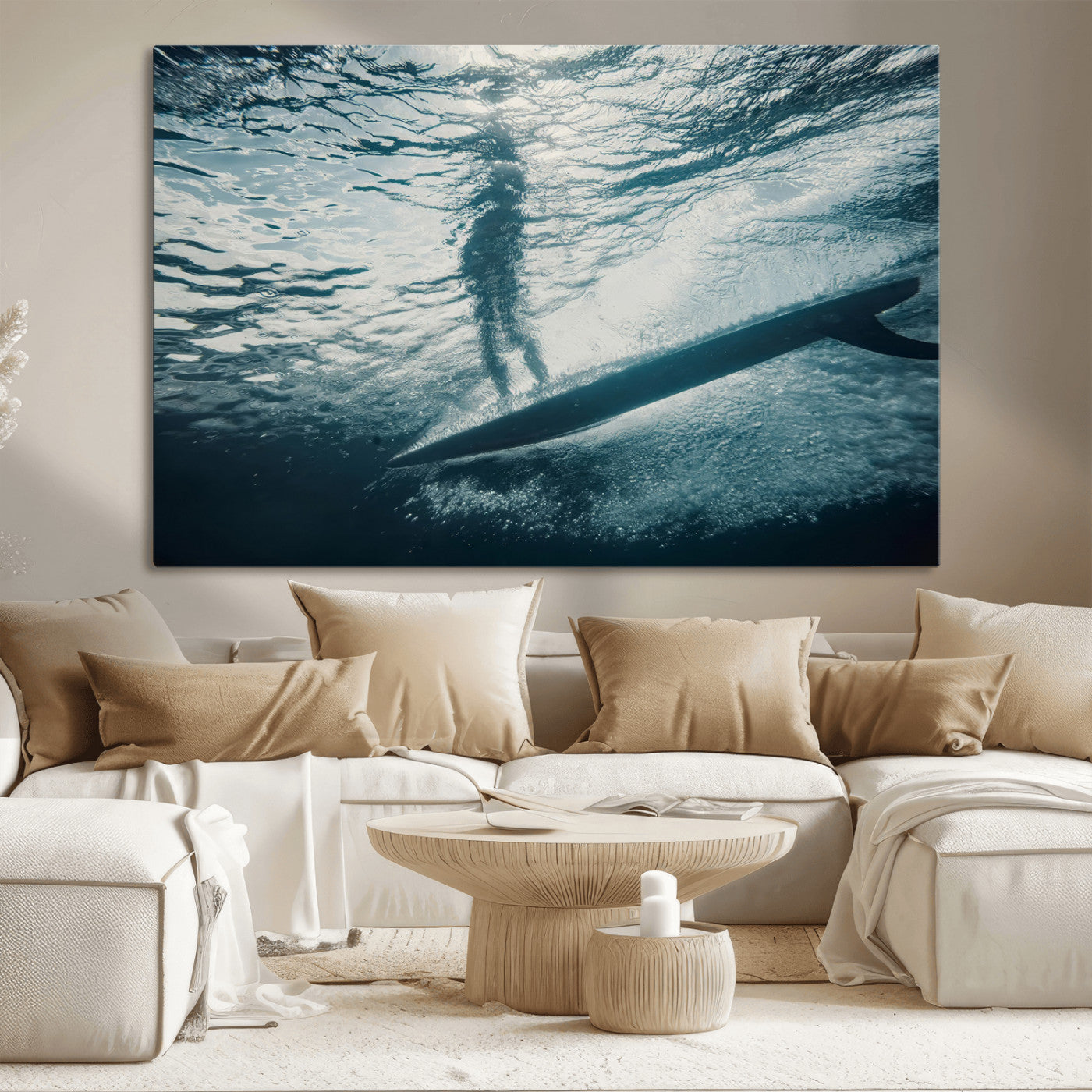 MGV-CV-36X24 - Submerged Surf Wall Art Canvas Print, Framed Underwater Perspective Art Picture Print, Ocean Surf Perfect Coastal Adventure Decor Artwork