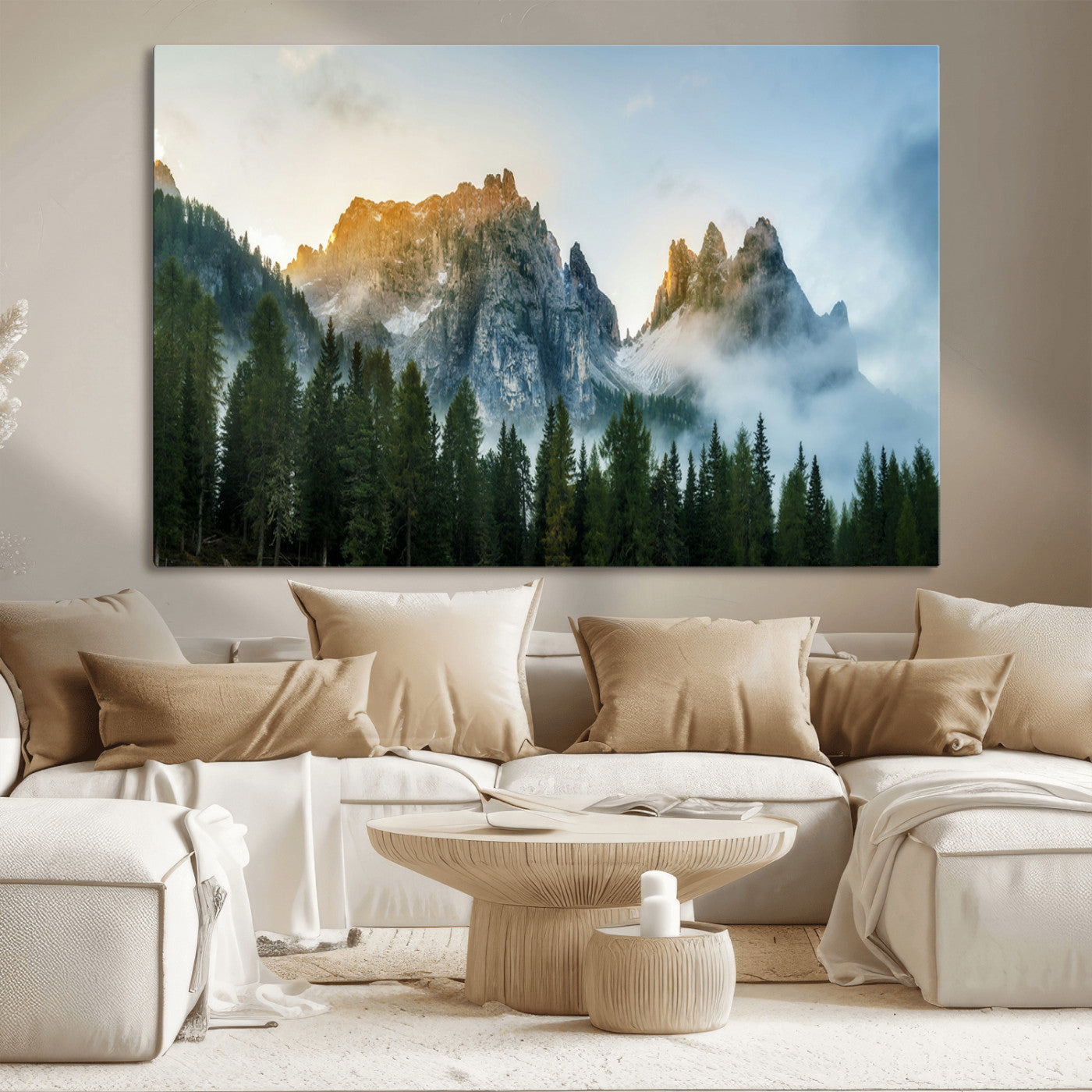 21145440-MGV-CV-36X24-Wilderness Wall Art Canvas Print – Misty Forest Nature Landscape Photography Rustic Scenic Artwork for Home, Office