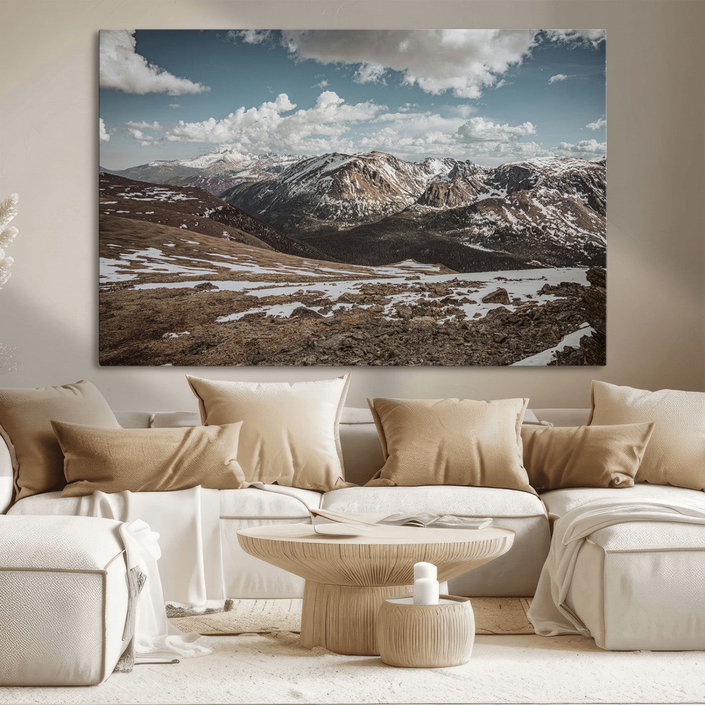 44565953-MGV-CV-36X24-Mountain Landscape Wall Art Canvas Print – Framed Snowy Peaks Rugged Highlands Nature Scene Artwork for Home Office
