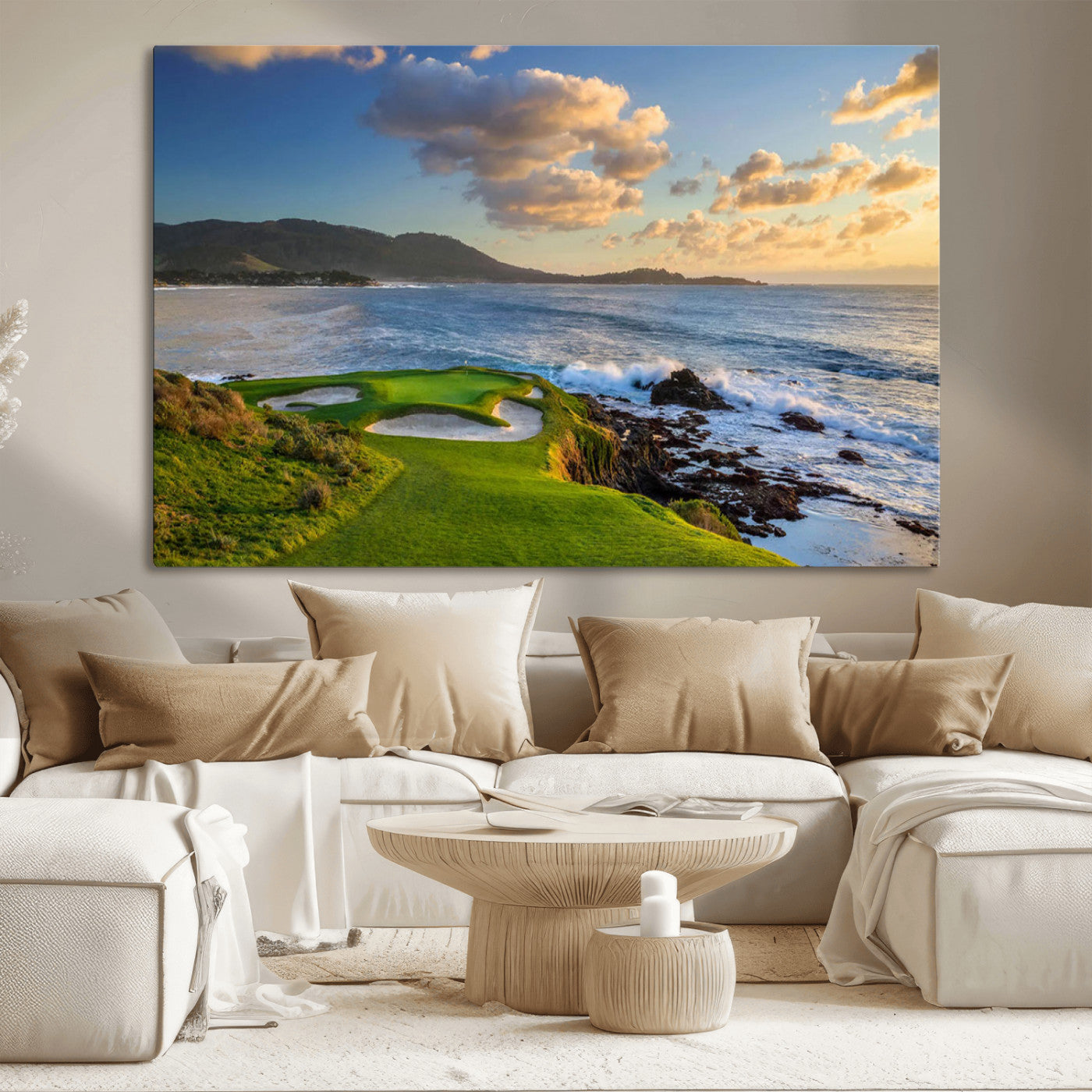 50107048-MGV-CV-36X24-Pebble Beach Golf Links Wall Art Canvas Print – Iconic Coastal Golf Course Artwork for Home, Office, Living Room