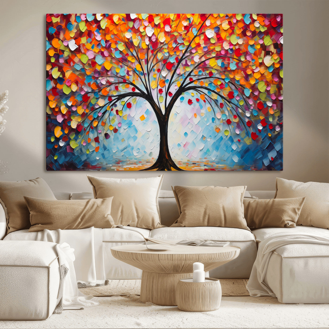 HS2447-MGV-CV-36X24-Vibrant Tree of Life Canvas Wall Art – Colorful Abstract Nature in Modern Decor - Ready to Hang