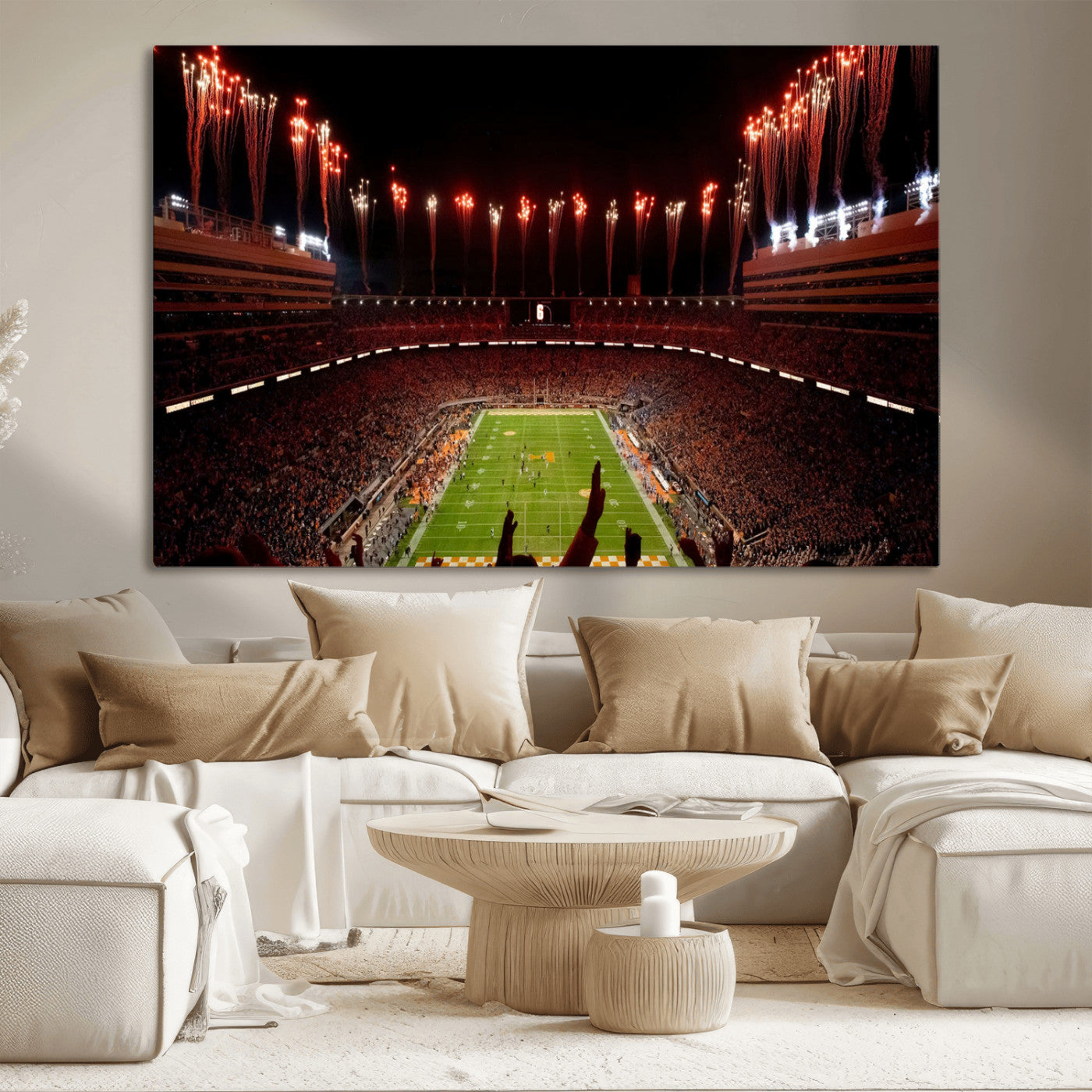 73358115-MGV-CV-36X24 - Tennessee Neyland Stadium Wall Art, Sports Arena Canvas Print, Panoramic Stadium Canvas Artwork for Home, Office