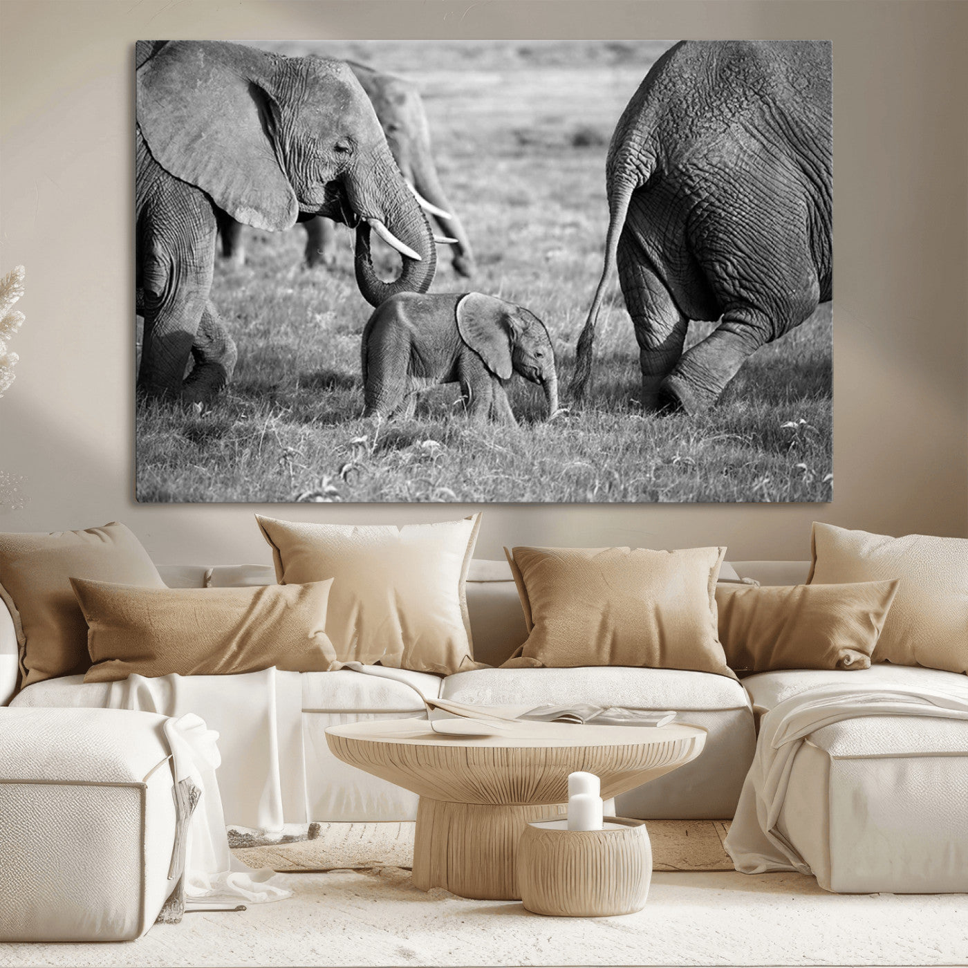 95787-MGV-CV-36X24-Wild Elephant Wall Art Canvas Print