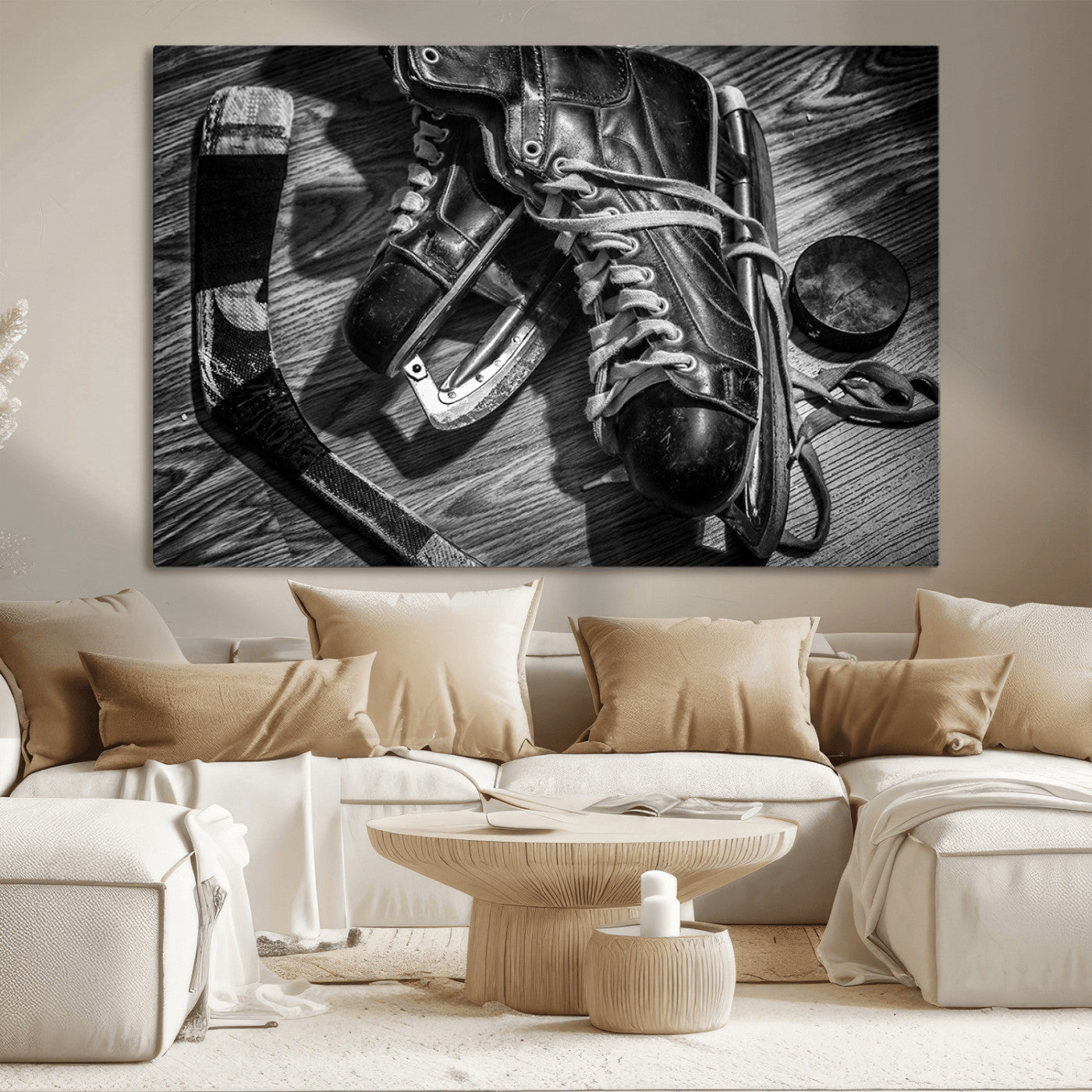 20553-MGV-CV-36X24-Old Pair of Mens Skates Wall Art Canvas, Men Skates Wall Art Print