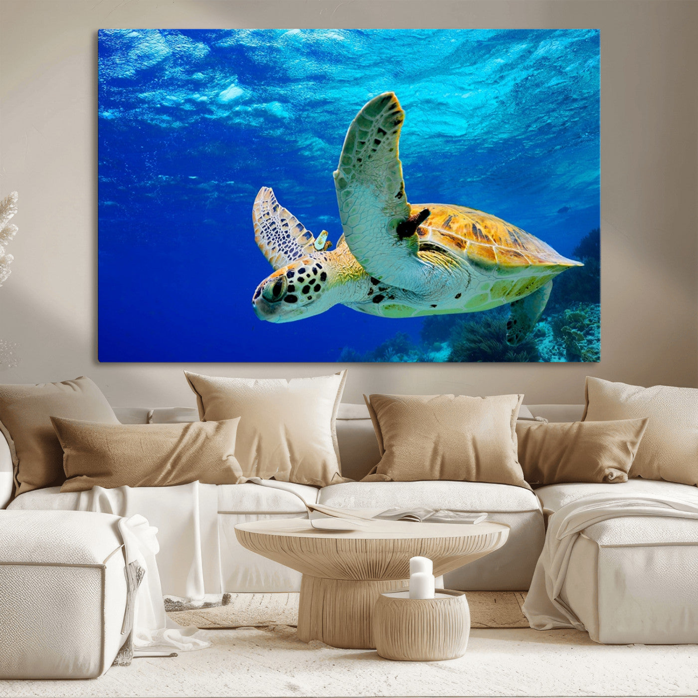16292-MGV-CV-36X24-Sea Turtle Wall Art Canvas Print, Sea life in the Ocean Wall Art Printing