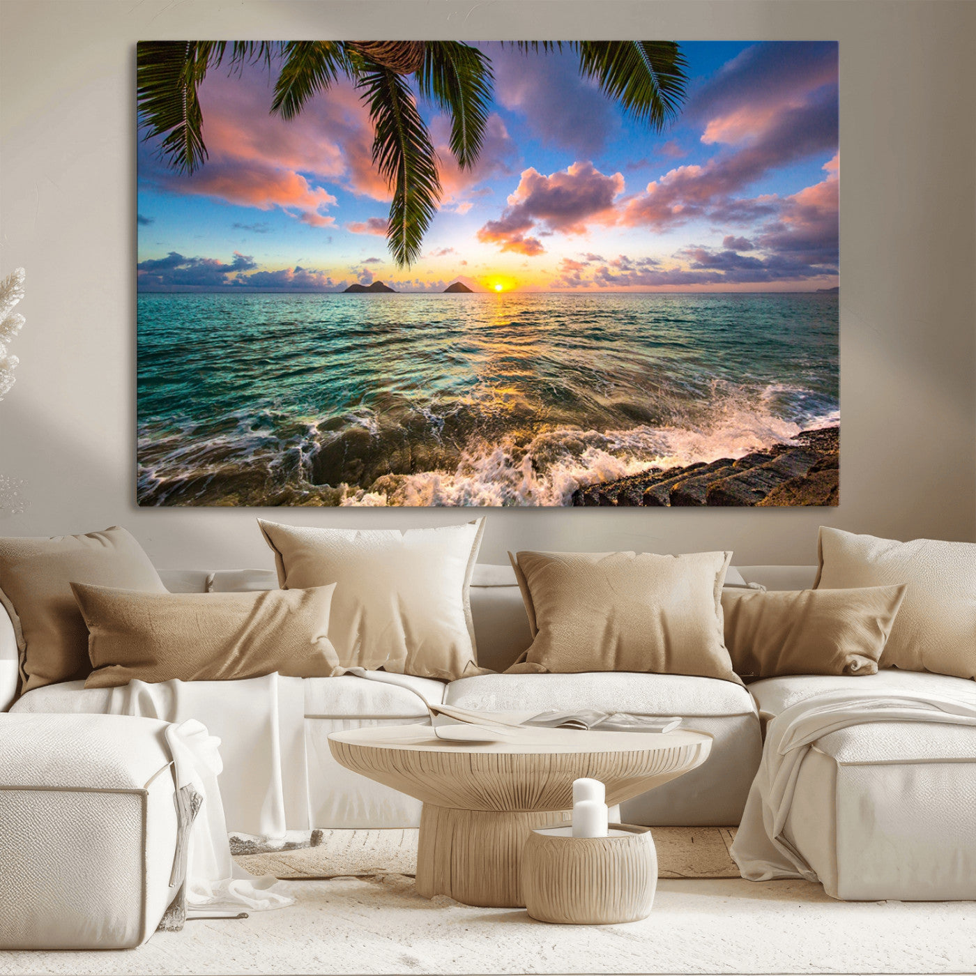 85985-MGV-CV-36X24-Framed Tropical Sunset Art Canvas Print