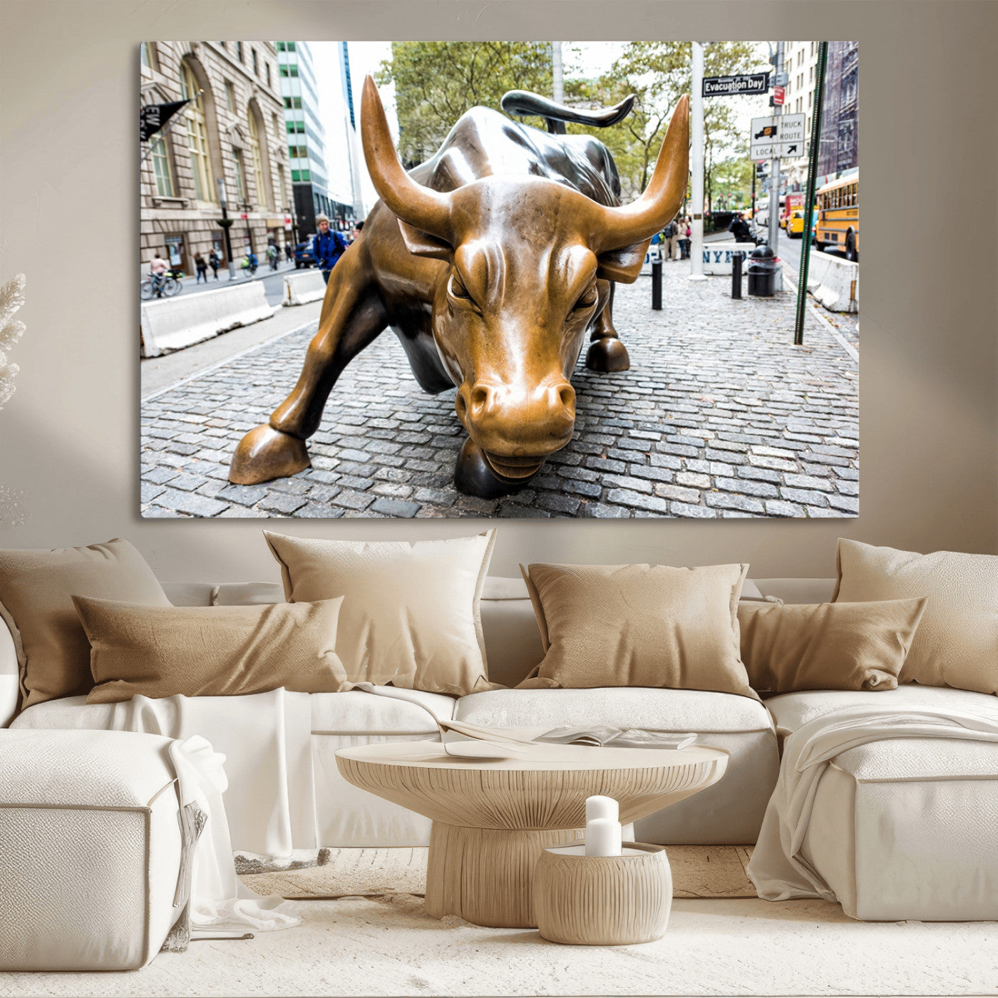 -Charging Bull Wall Art Canvas Print