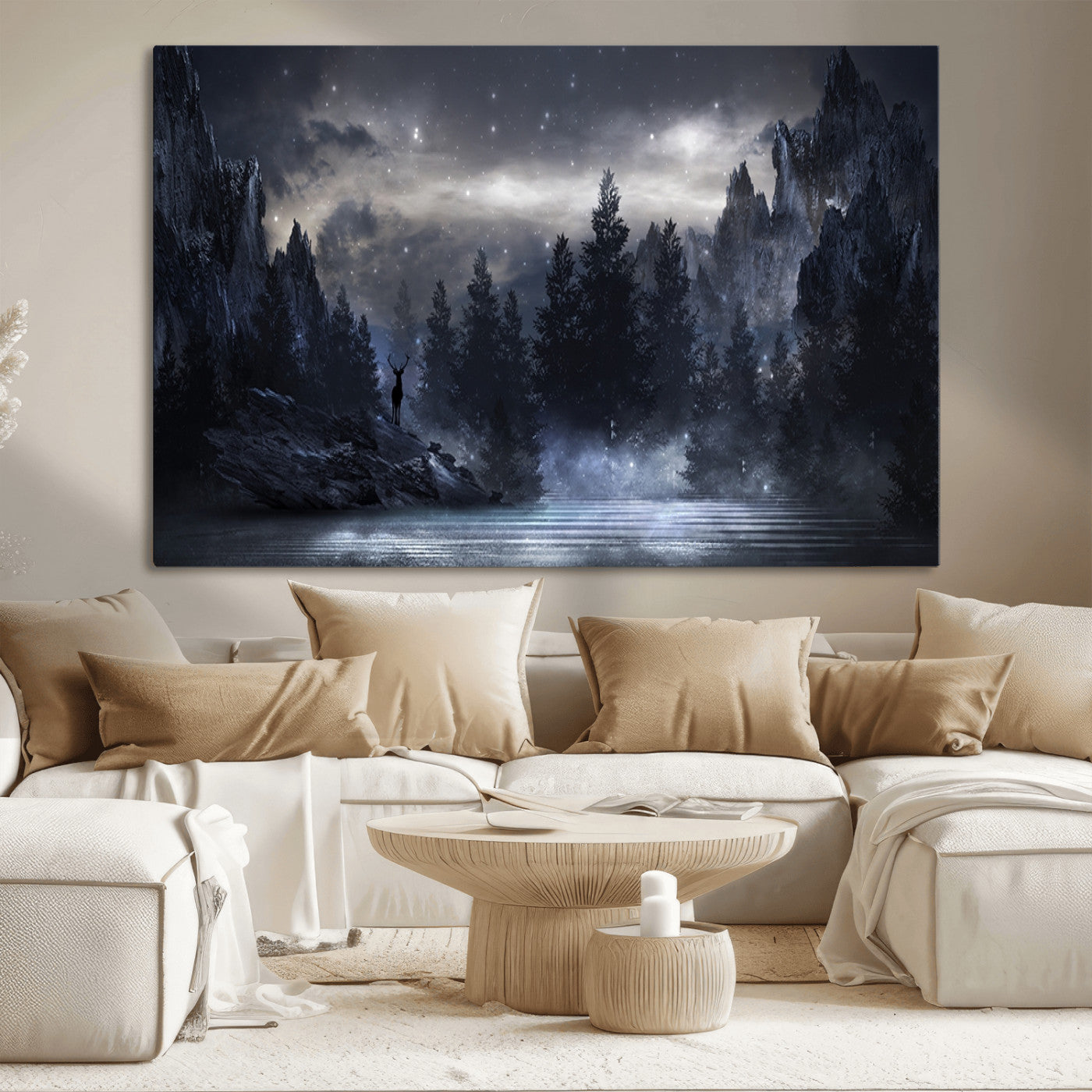 55385-MGV-CV-36X24-Night Landscape and Trees Wall Art Canvas Print