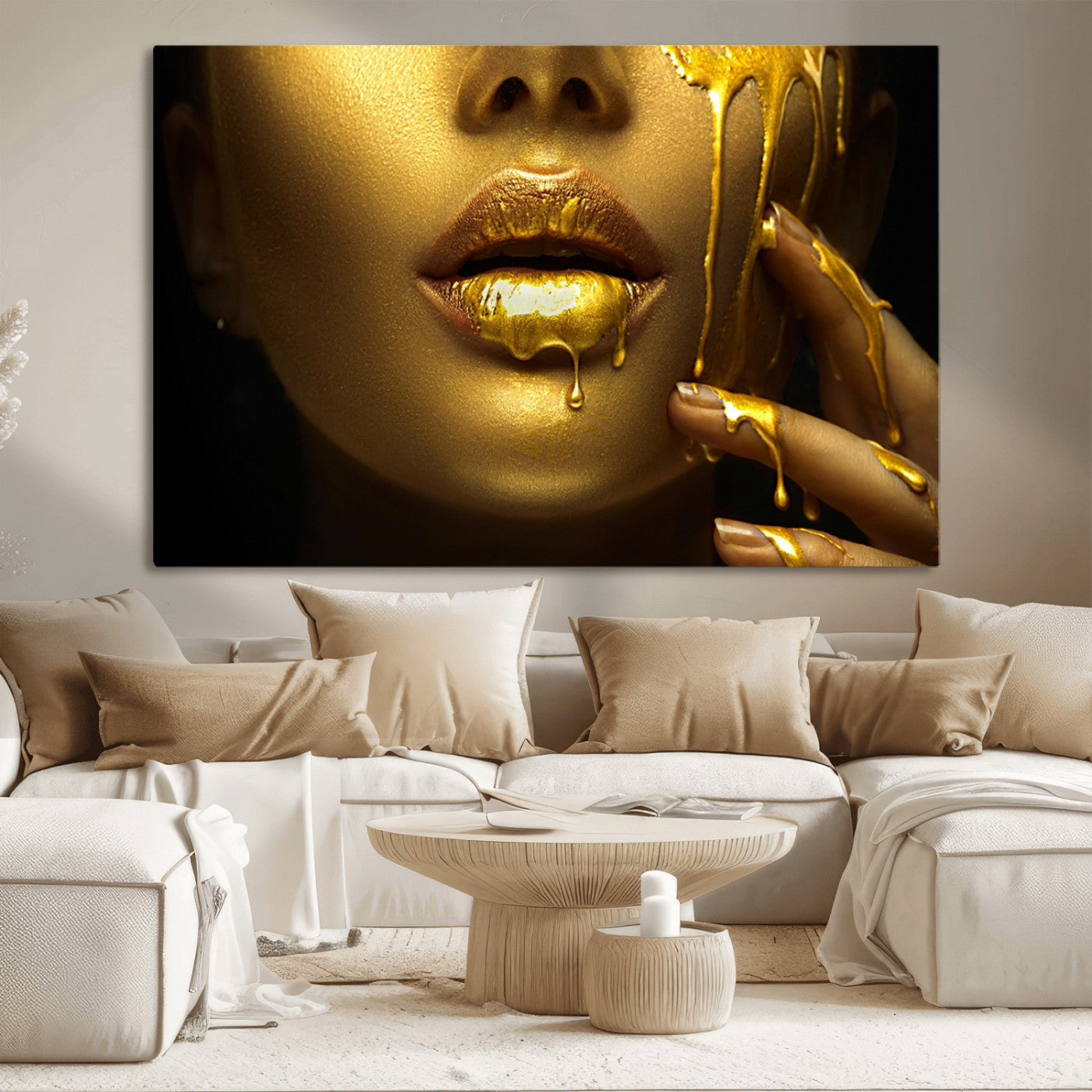 -Gold and Women Wall Art Canvas Print