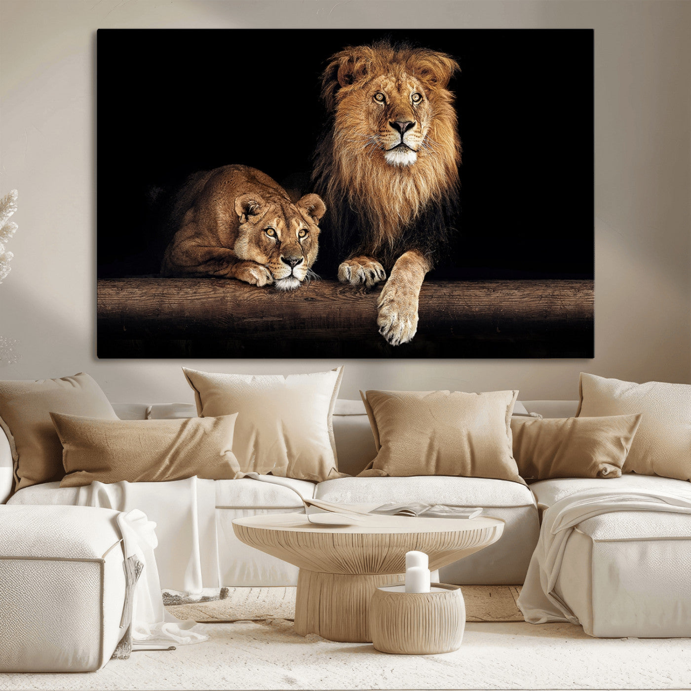 51304-MGV-CV-36X24-Lion Canvas Wall Art – Majestic Animal Print Artwork for Home, Office, Living Room, Guest Room, Farmhouse