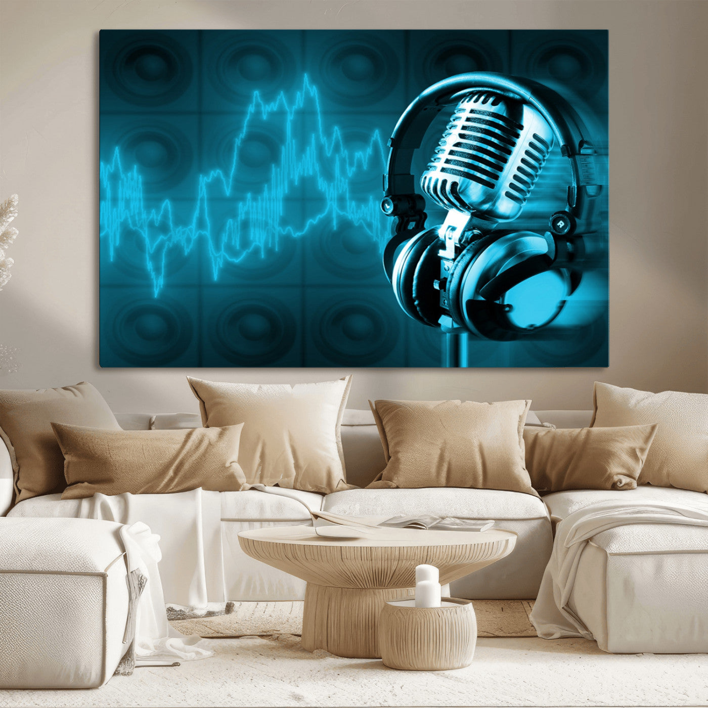-Music and Microphone Wall Art Canvas Print