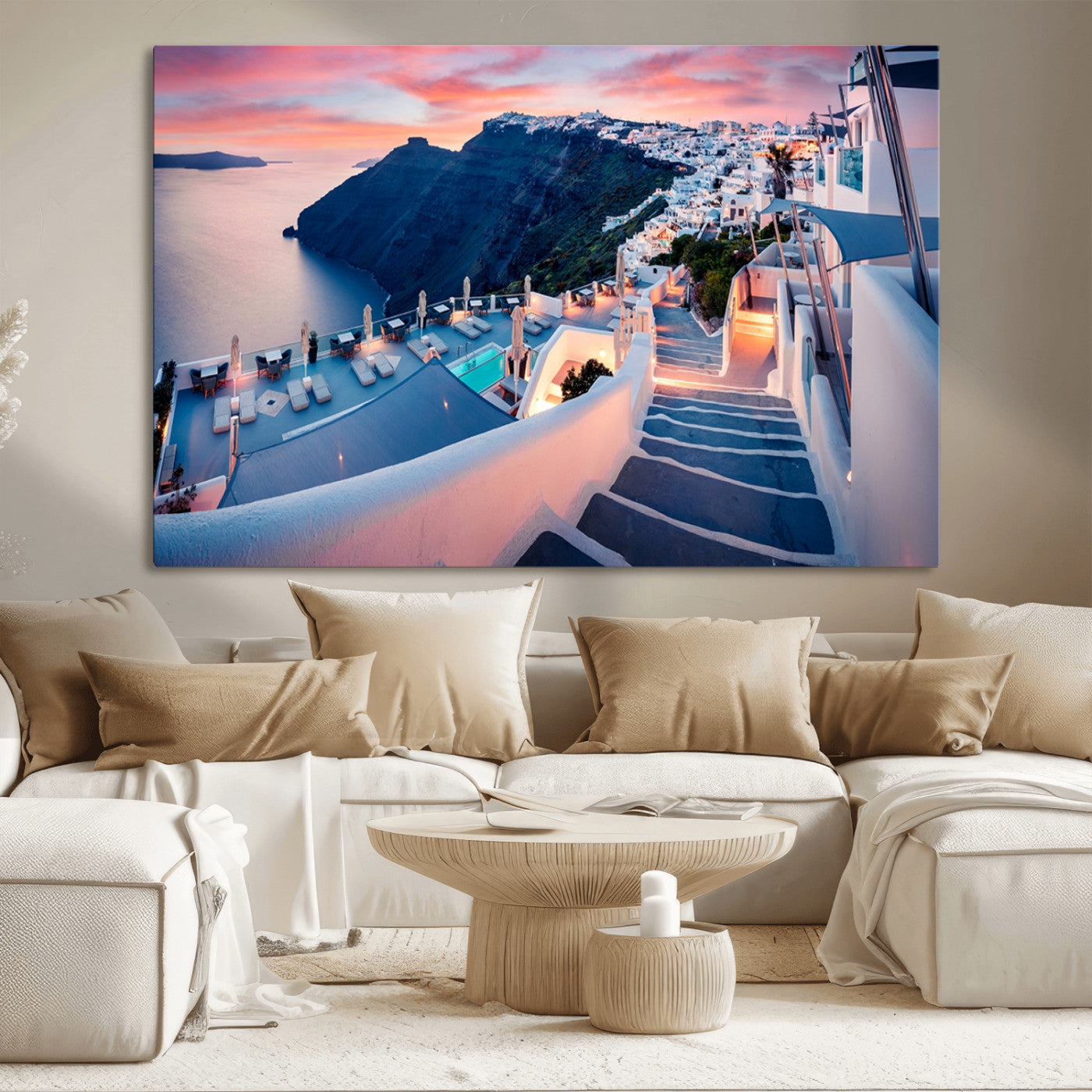 -Santorini Island Wall Art Canvas Print