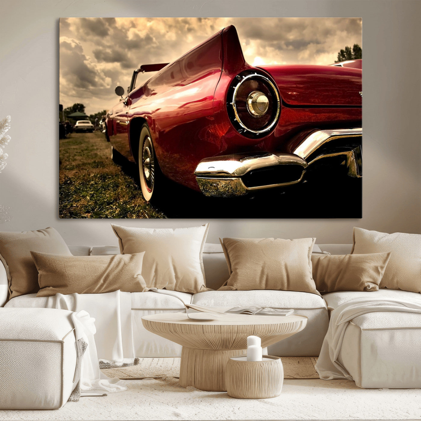 -Red Classic Car Wall Art Canvas Print