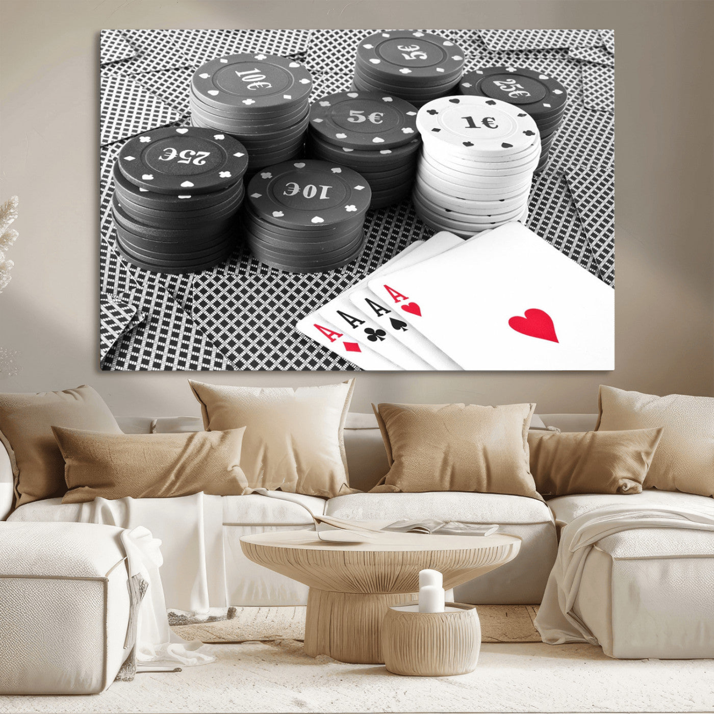 47531-MGV-CV-36X24-Poker Game Cards Wall Art Canvas, Multi Panel Wall Art Canvas Print