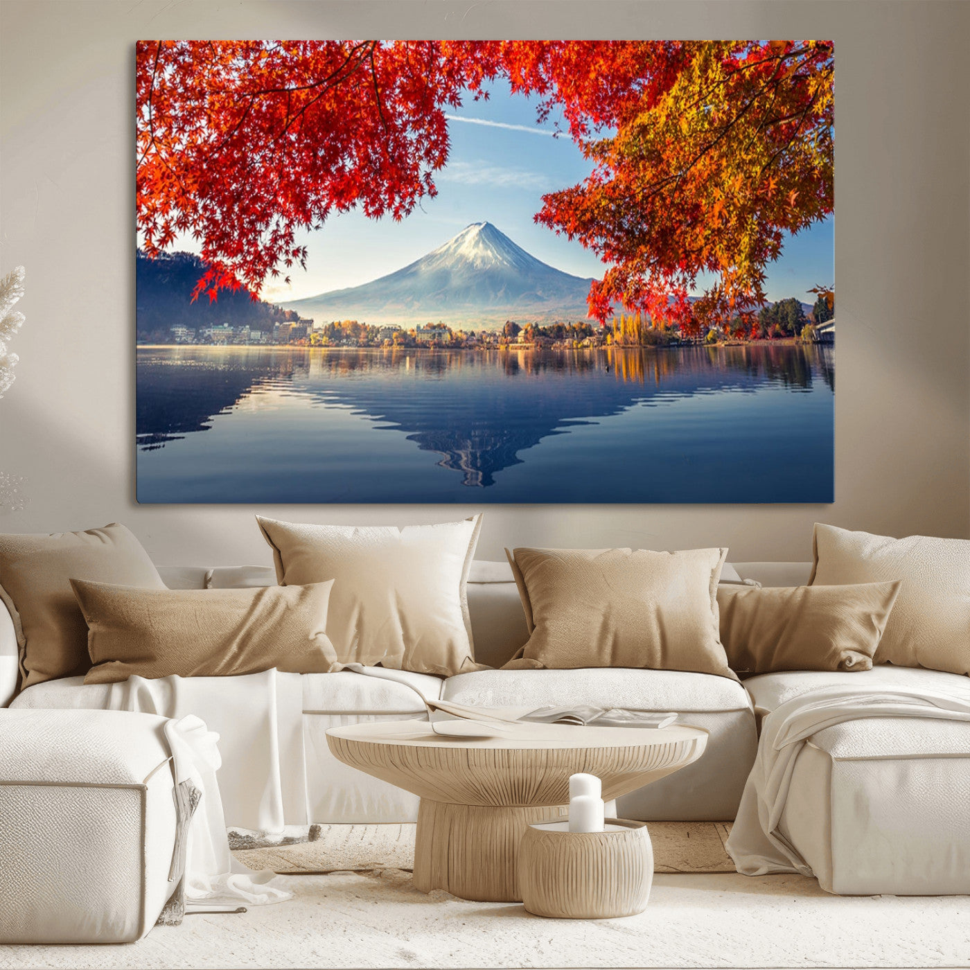 26428-MGV-CV-36X24-Mount Fuji Canvas Wall Art Japan Autumn Mountain Canvas Print Wall Art