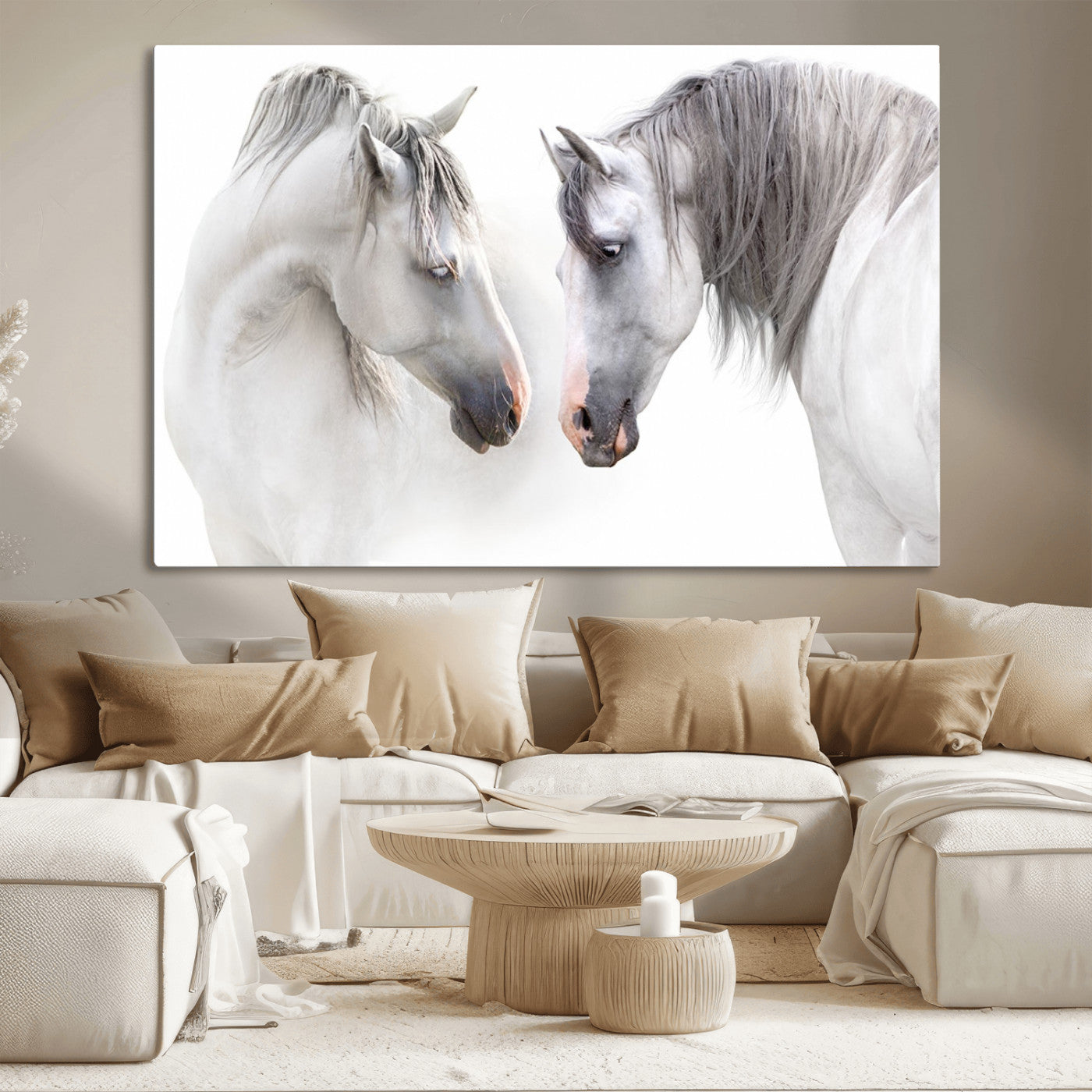 -White Horse Wall Art Animal Canvas Print