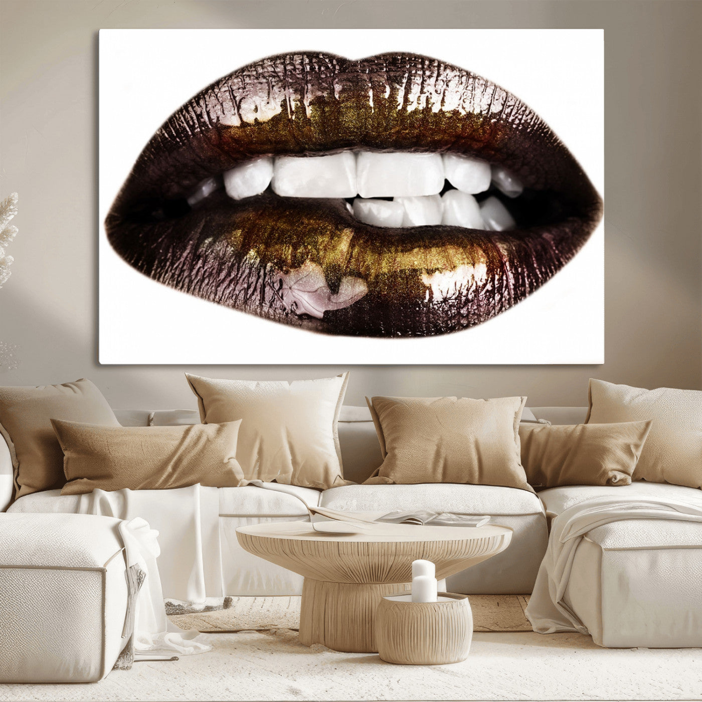-Close Up Lips Wall Art Canvas Print