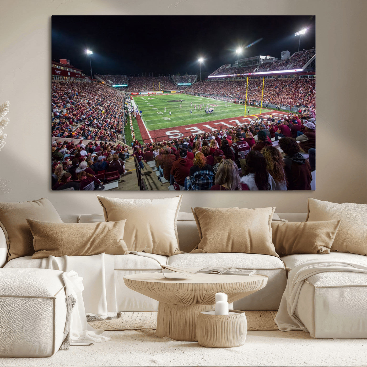 -American Football Wall Art Canvas Print Framed Stadium Sport Wall Art Print Iconic Game Day Decor for Home, Office