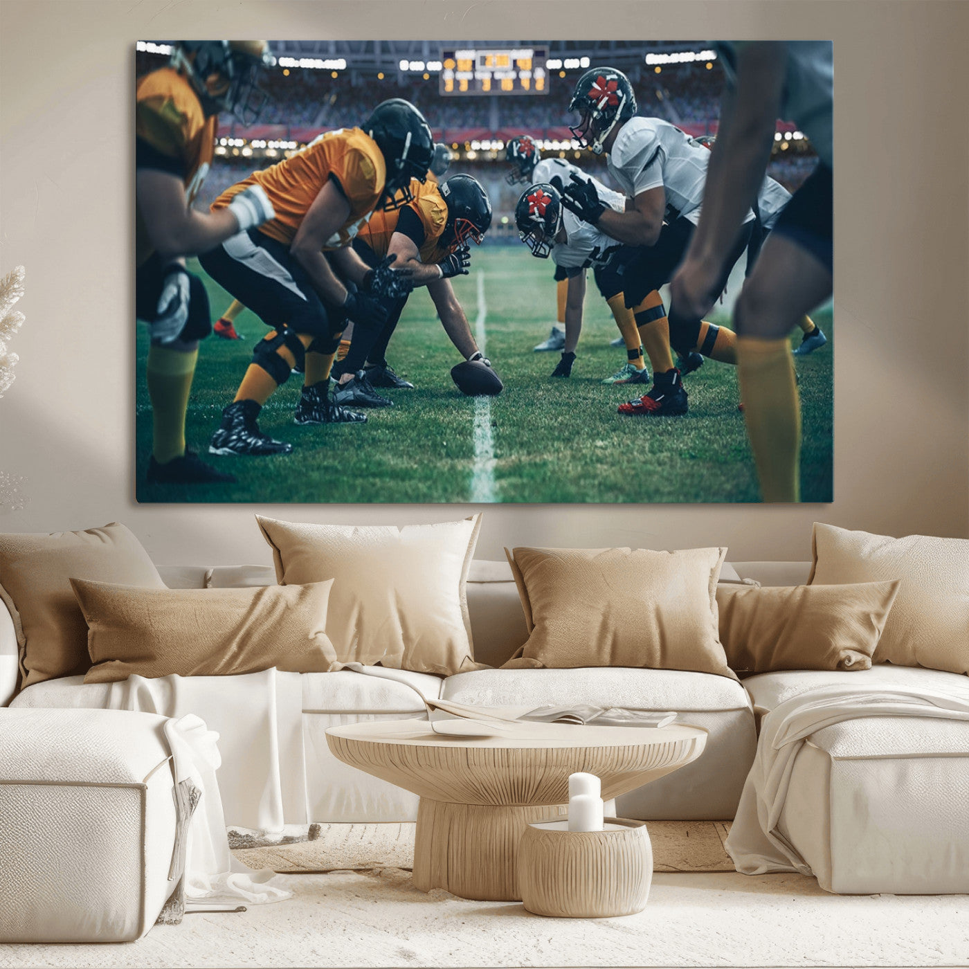 -American Football Playing Wall Art Canvas Print