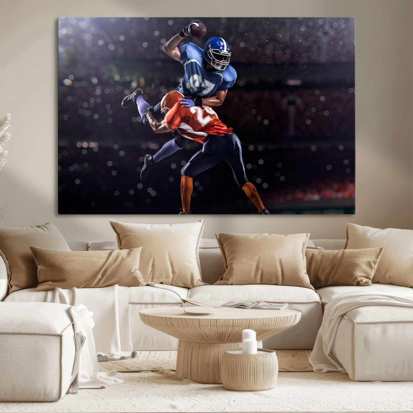 76491-MGV-CV-36X24-American Football Wall Art Canvas Print, Stadium Sport Wall Art Print