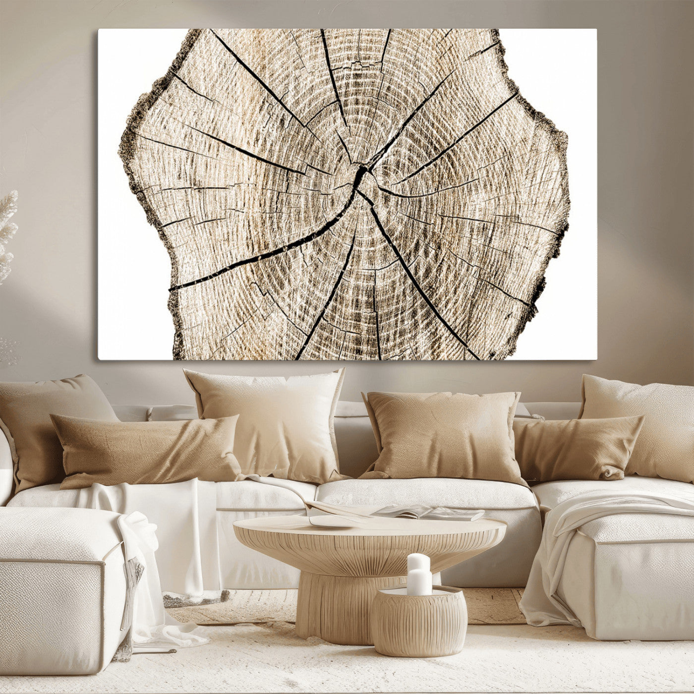 12450-MGV-CV-36X24-Abstract Wood Tree Ring Wall Art - Ready to Hang Minimalist Wooden Design for Rustic & Contemporary