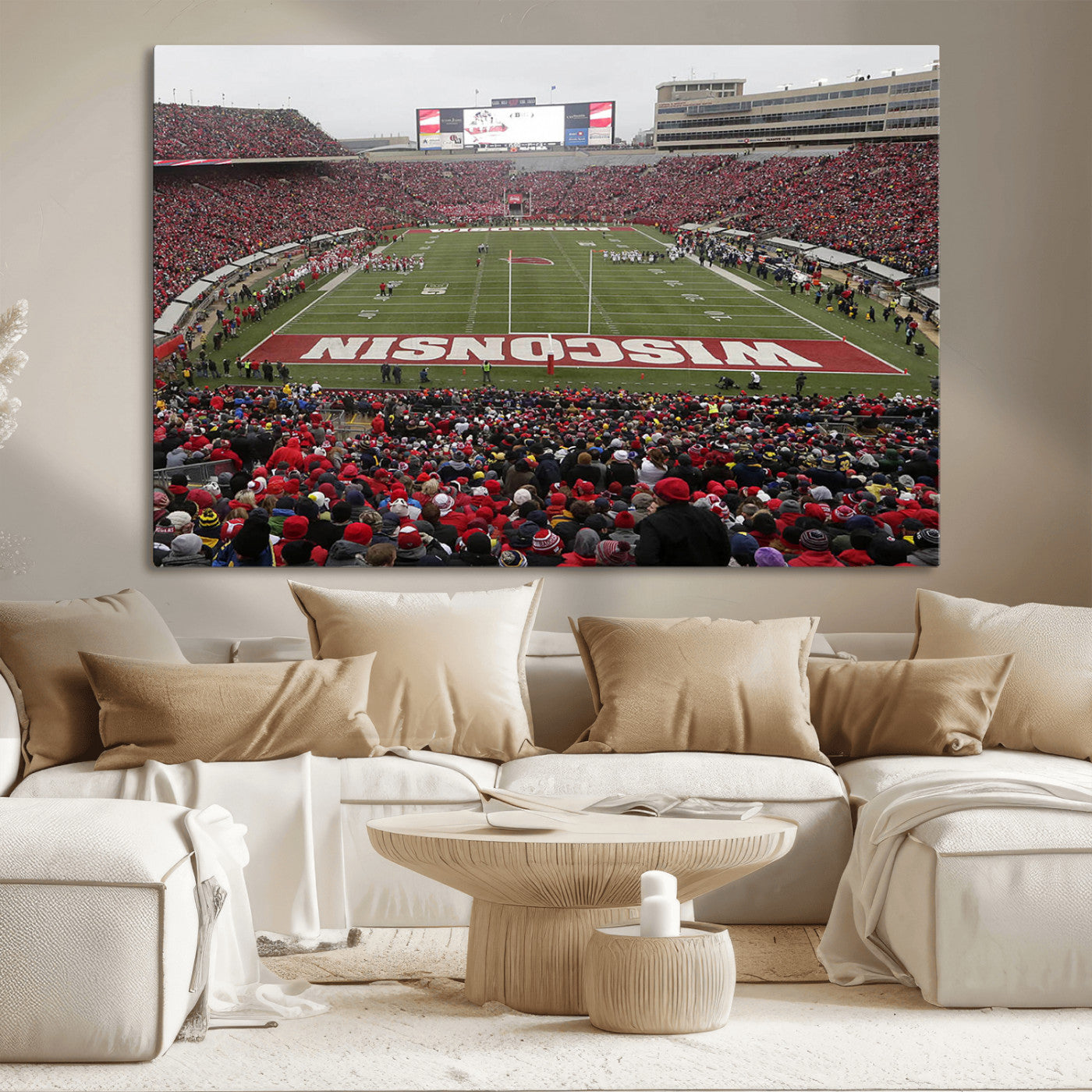 23461-MGV-CV-36X24-Wisconsin Badgers Team Print Canvas - Madison Camp Randall Stadium Wall Art Canvas Print