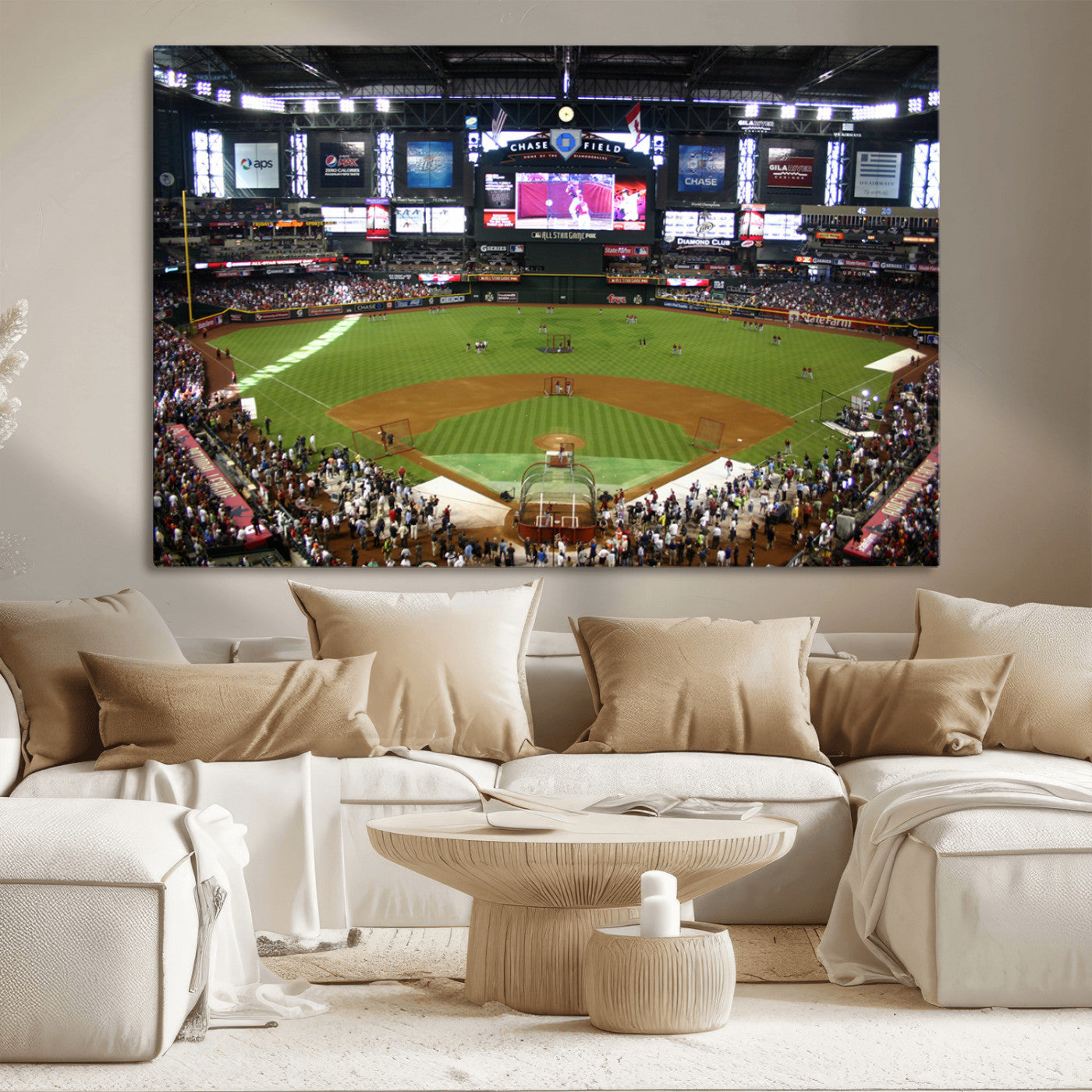 91630-MGV-CV-36X24-Arizona Diamondbacks Baseball Team Print - Phoenix Chase Field Baseball Stadium Wall Art Canvas